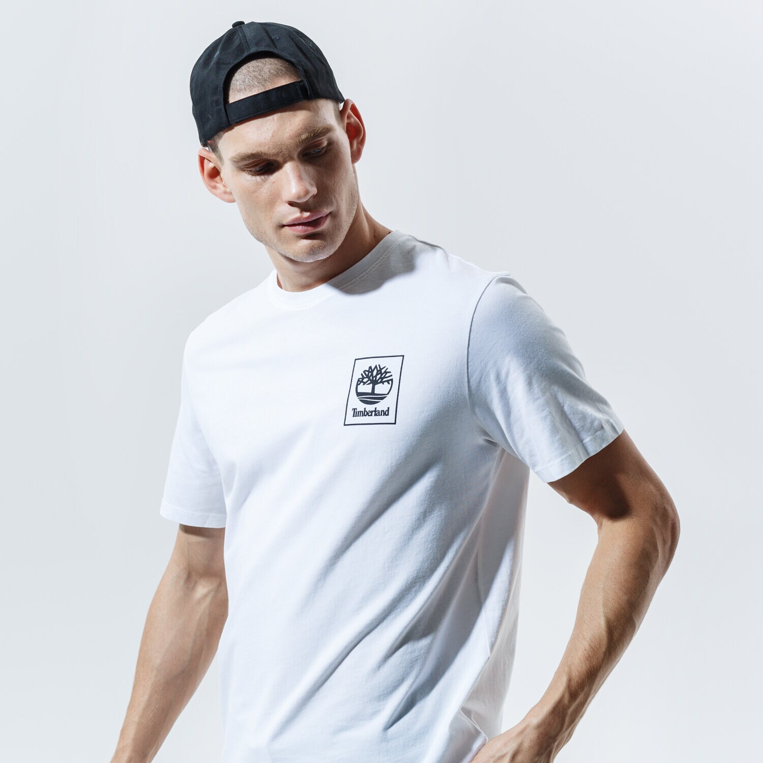 Koszulka, t-shirt sportowy męski TIMBERLAND T-SHIRT YC SS BACK CAMO TREE TEE TB0A2AFV1001 BIAŁY