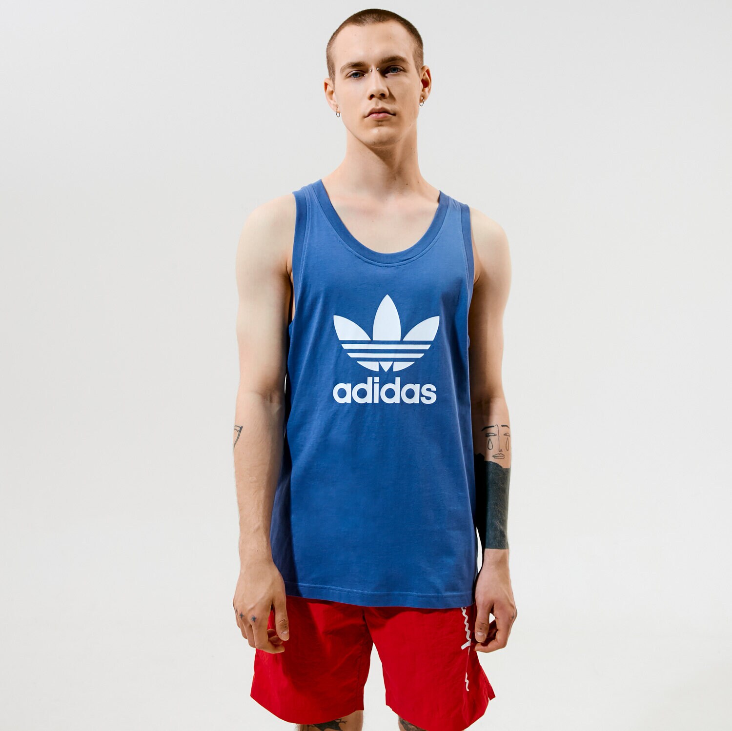 Koszulka, t-shirt sportowy męski ADIDAS TANK TREFOIL TANK GN3492 NIEBIESKI