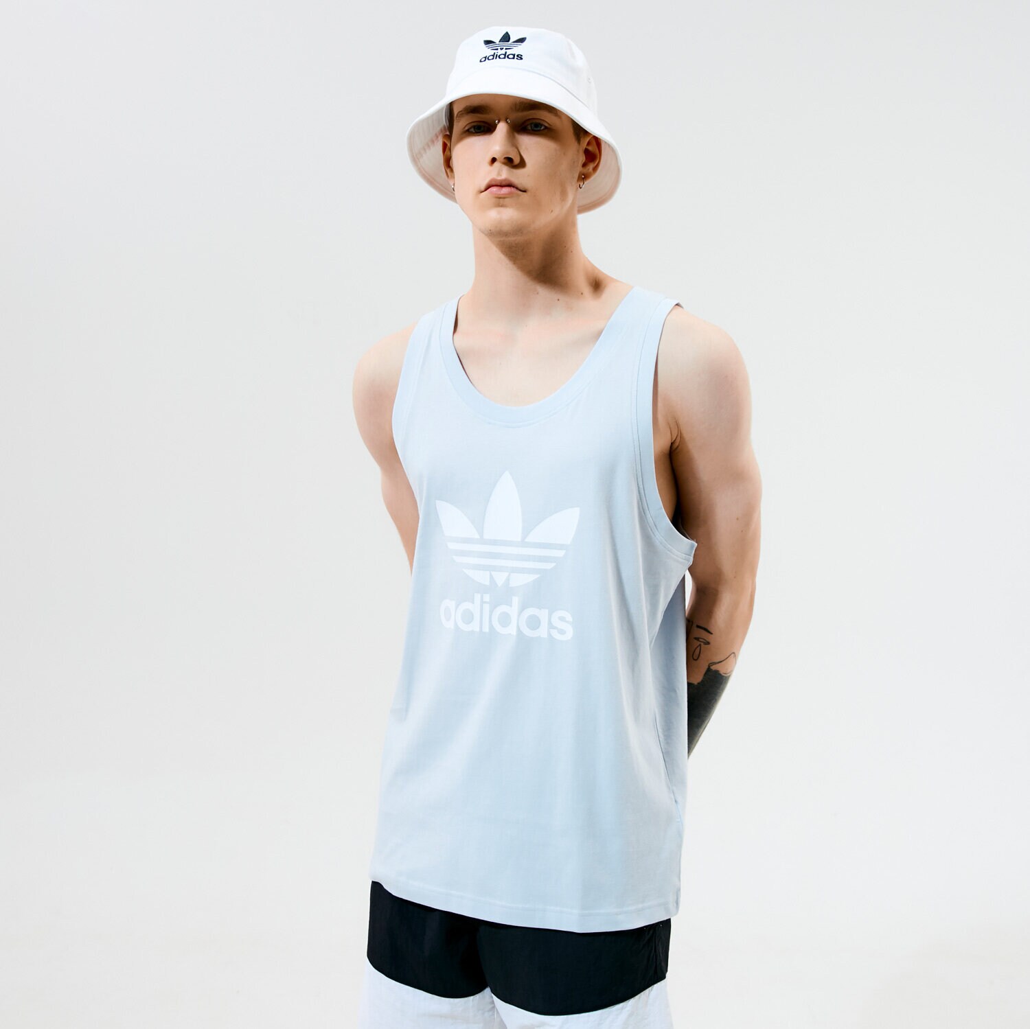 Koszulka, t-shirt sportowy męski ADIDAS TANK TREFOIL TANK GN3488 NIEBIESKI
