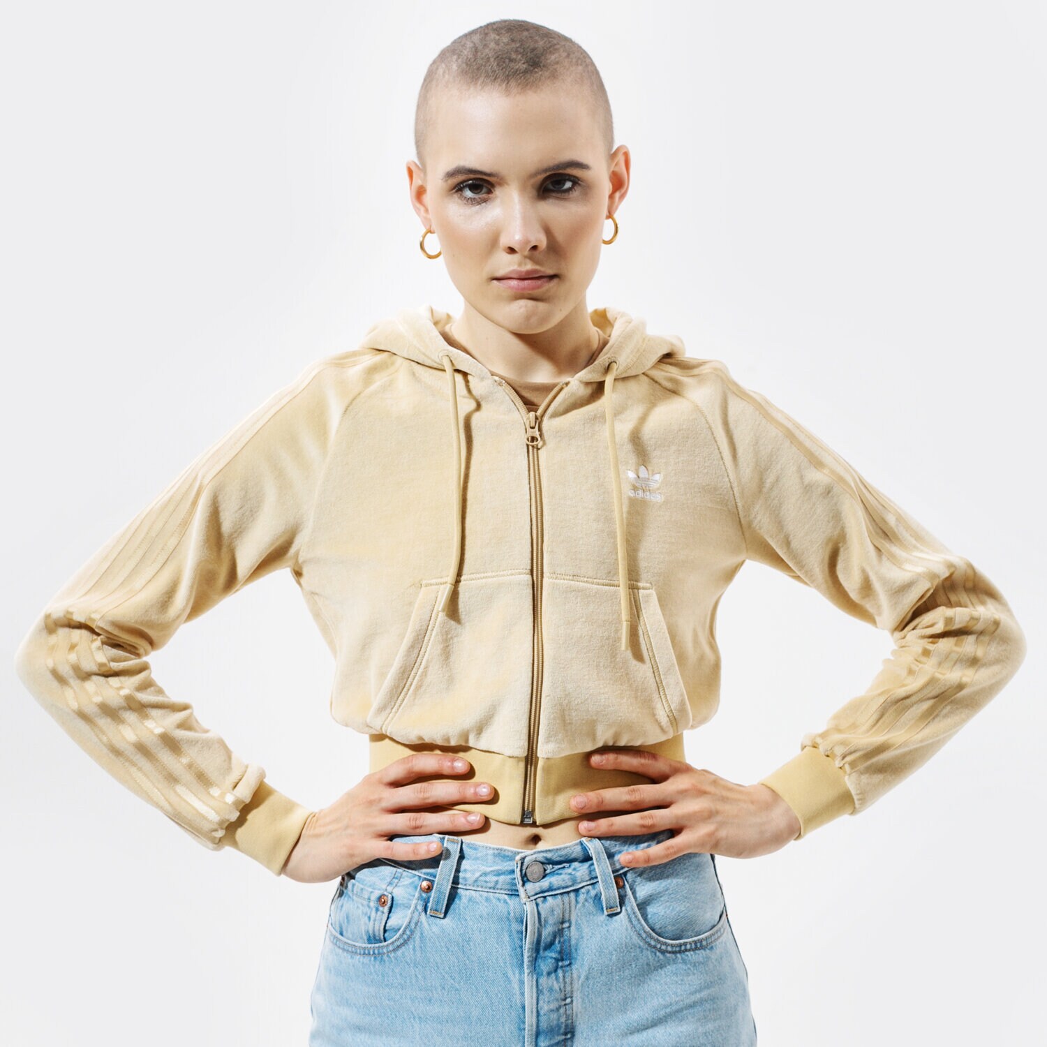 Bluza damska ADIDAS BLUZA Z KAPTUREM CROP FZ HOOD H18826 KHAKI