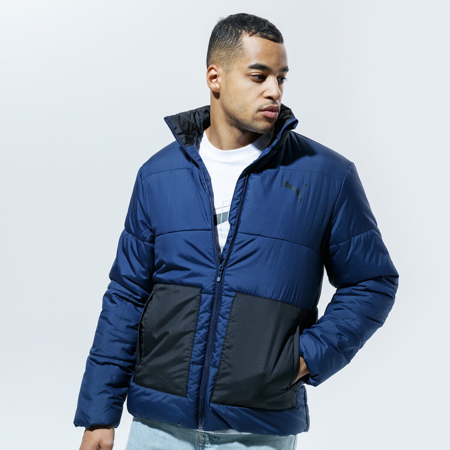 Kurtka zimowa męska PUMA KURTKA ZIMOWA ESS+ PADDED JACKET 58212906 GRANATOWY