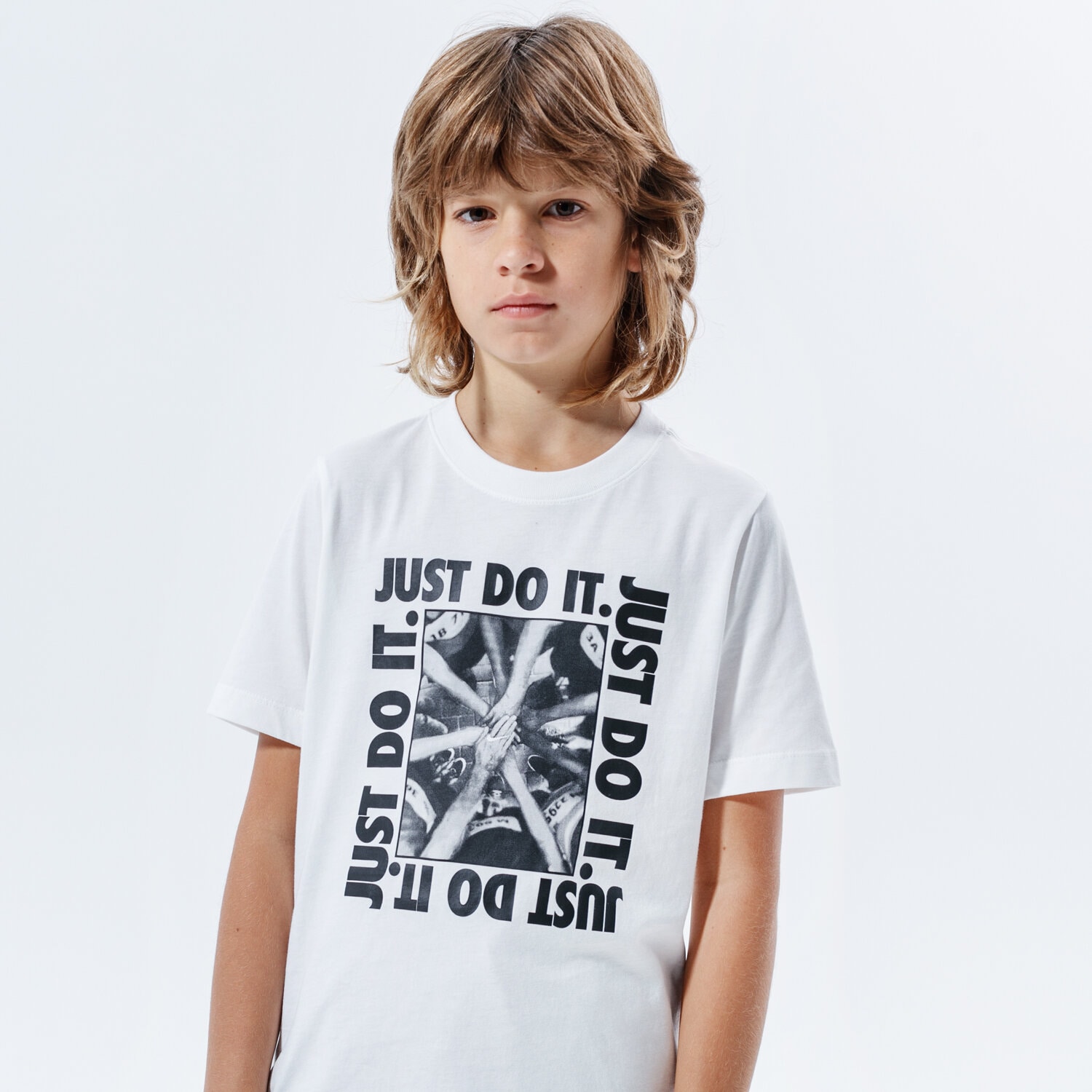 Koszulka, t-shirt dla dzieci NIKE T-SHIRT B NSW TEE VERBIAGE 3 CZ1818-100 BIAŁY