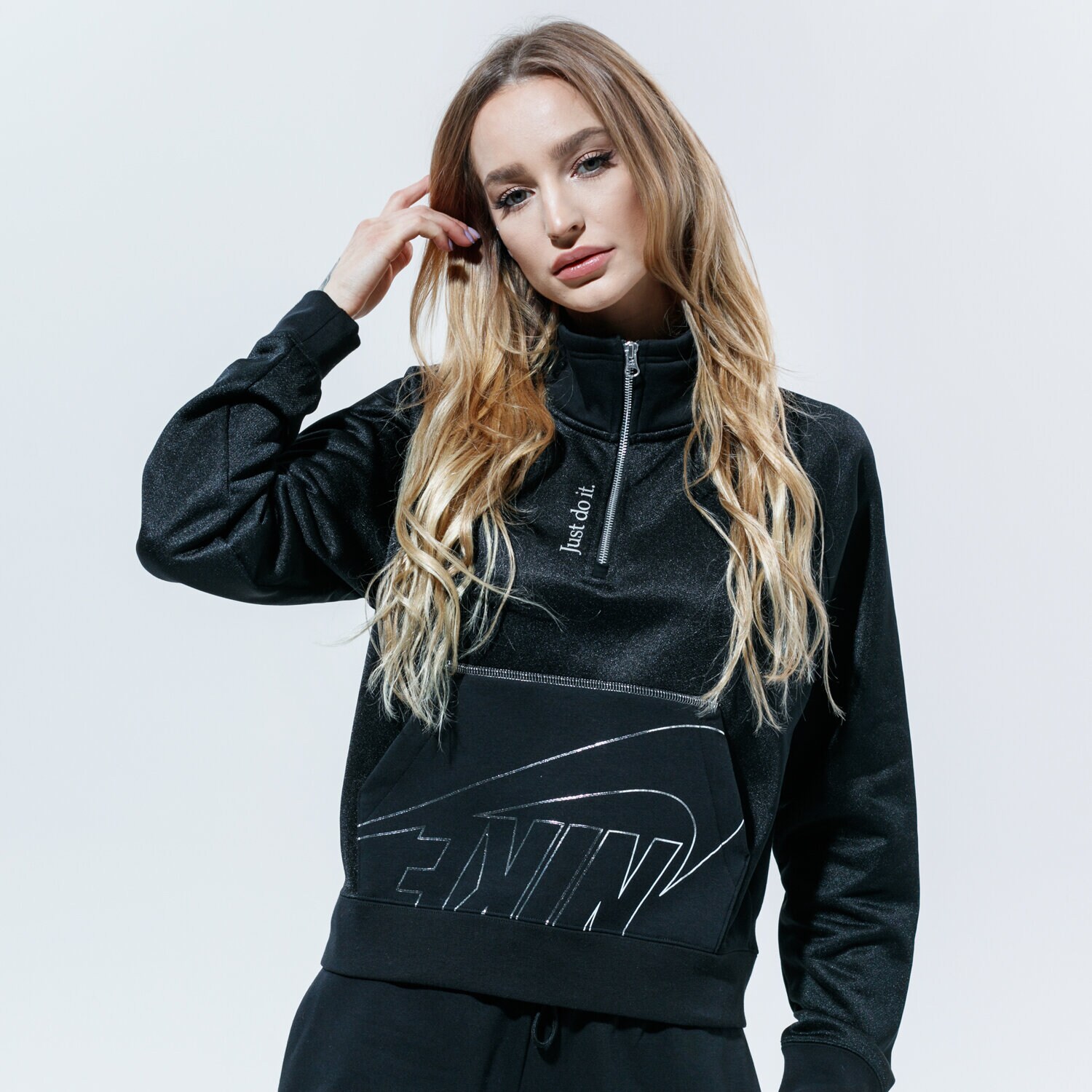 Bluza damska NIKE BLUZA W NSW ICN CLSH QZ FLC DC0656-010 CZARNY