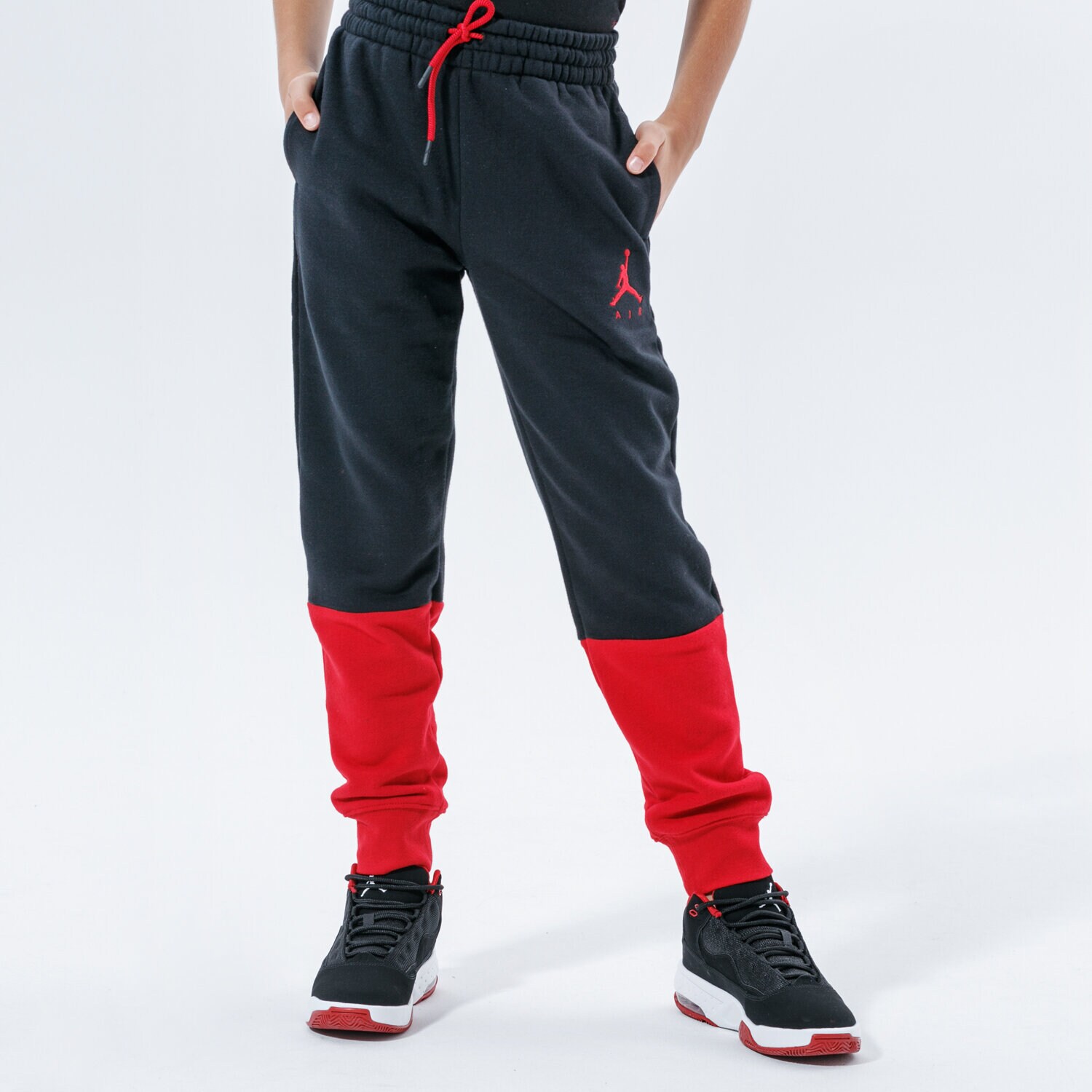 Sportowe spodnie dziecięce JORDAN SPODNIE JUMPMAN AIR FLEECE PANT BOY 957725-KR5 BORDOWY