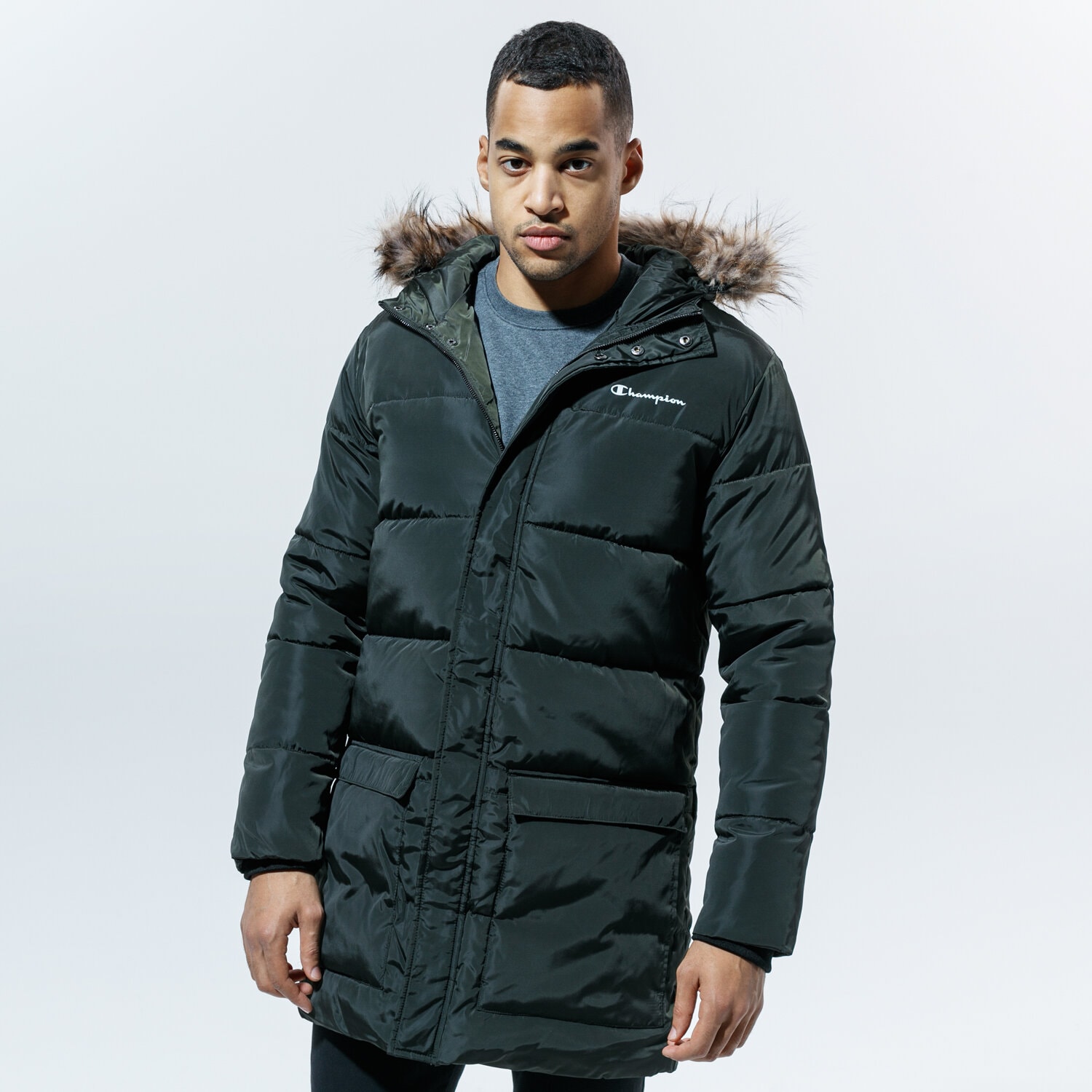 Kurtka zimowa męska CHAMPION KURTKA ZIMOWA PARKA JACKET MM 216391GS547 KHAKI