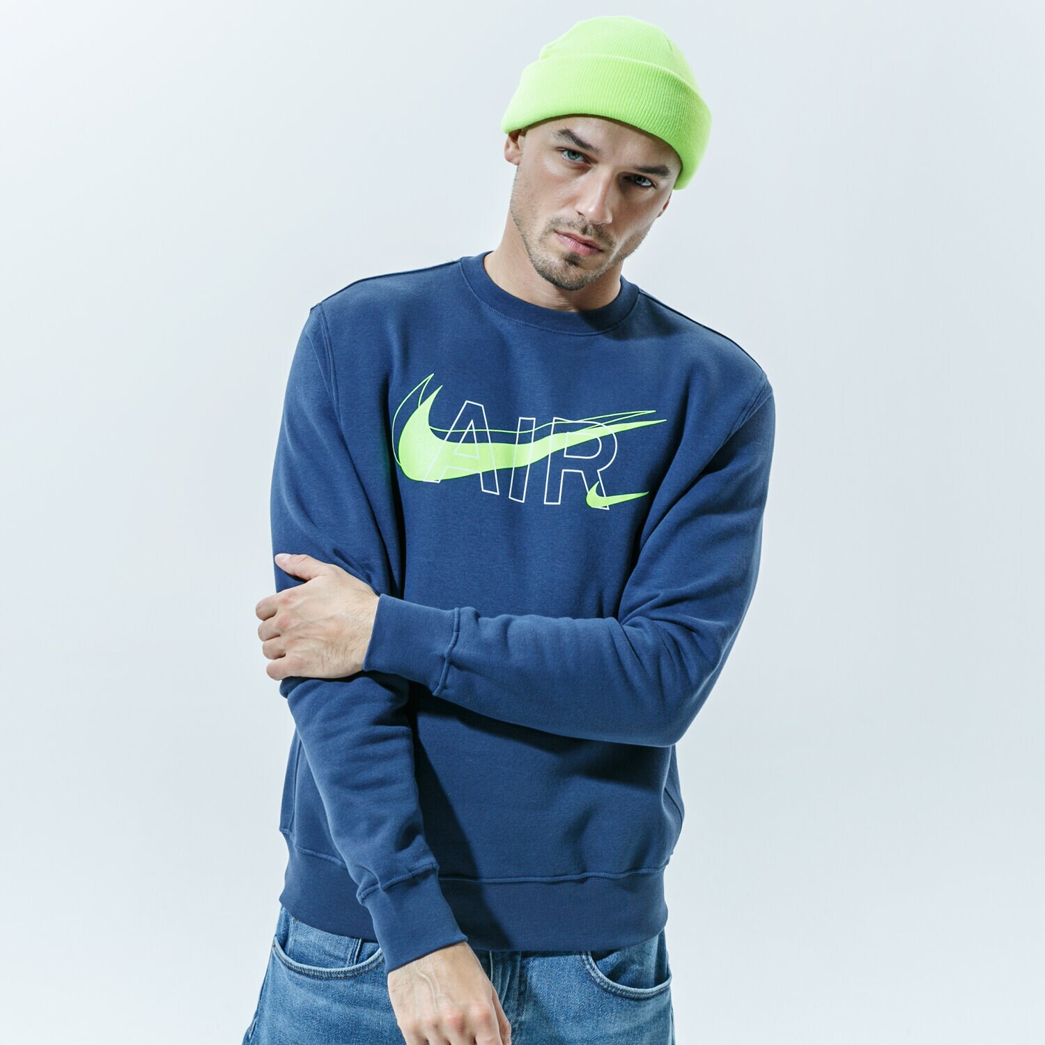 Bluza męska NIKE BLUZA M NSW CREW PRNT PACK BB DD9699-410 GRANATOWY