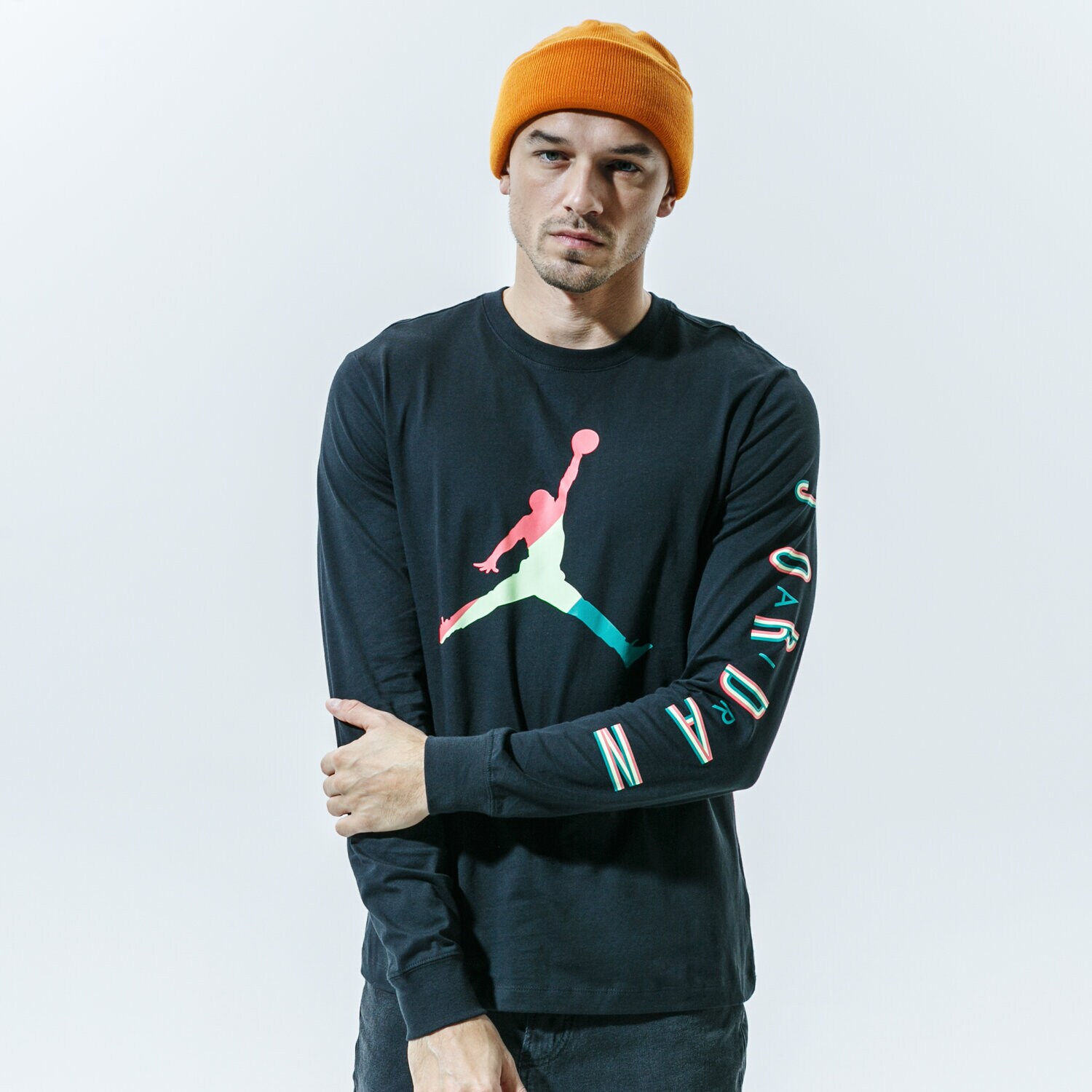 Koszulka, t-shirt sportowy męski JORDAN T-SHIRT M J SPRTDNA LS CREW CN3502-011 GRANATOWY