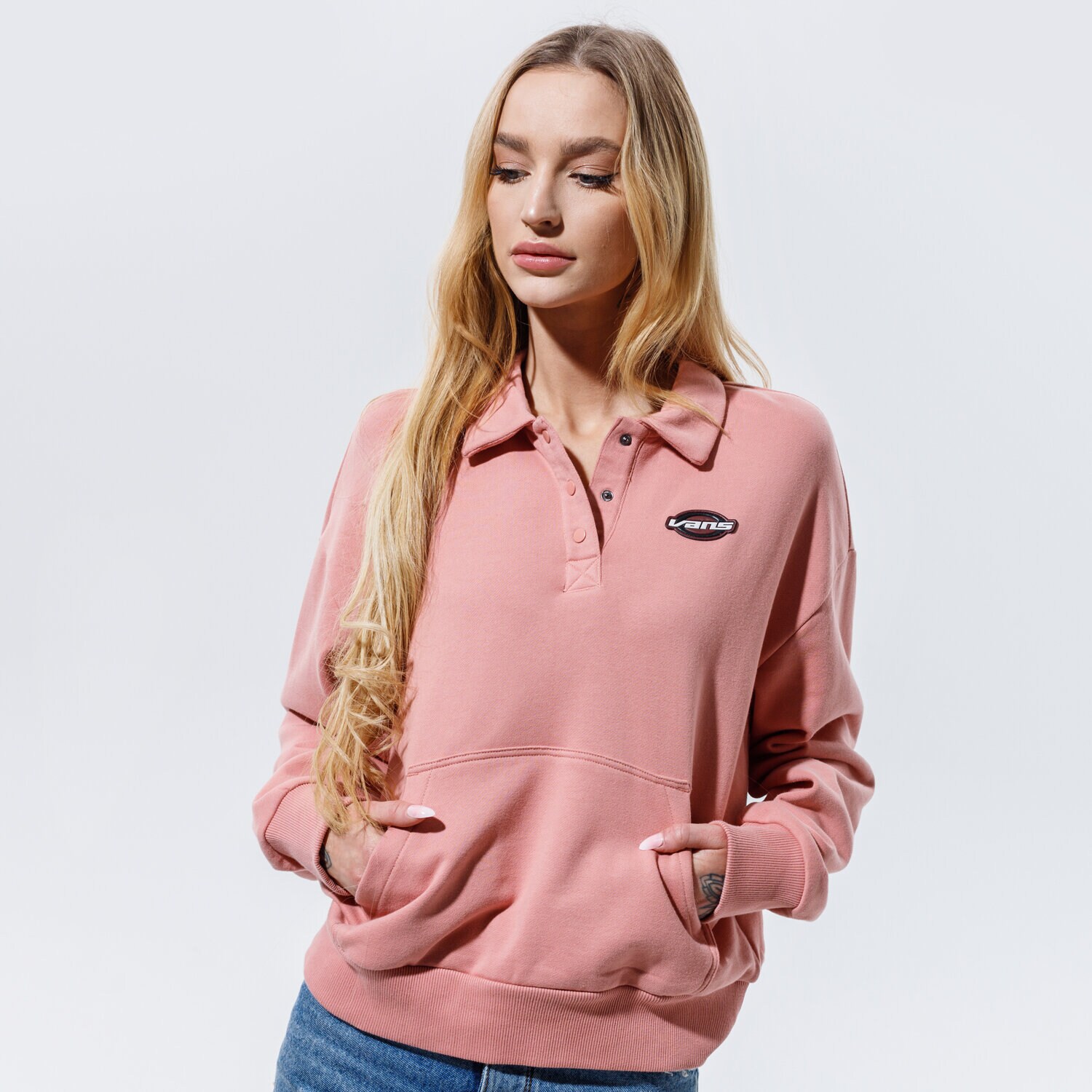 Bluza damska VANS BLUZA WM DOME GROWN POLO F VN0A4SATZLS1 RÓŻOWY