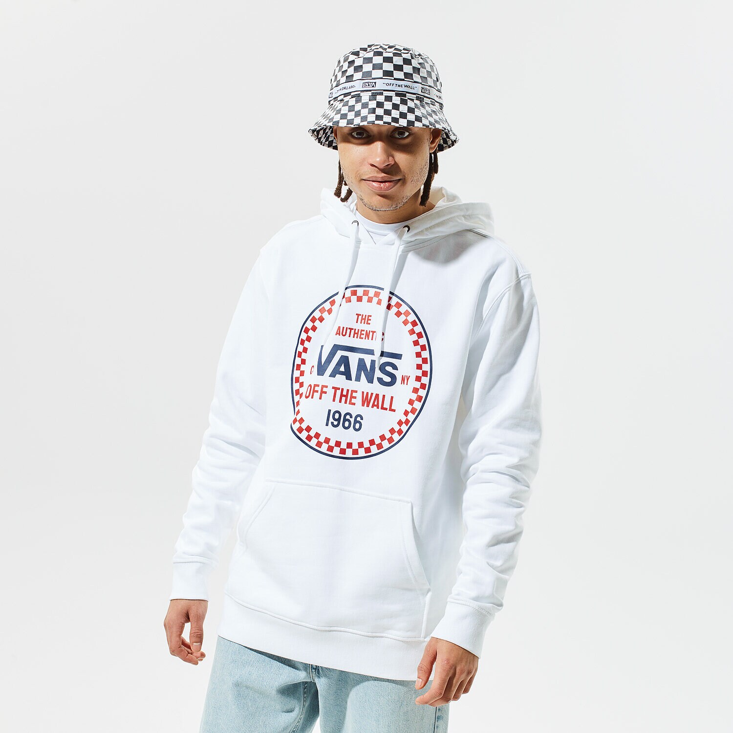 Bluza męska VANS BLUZA Z KAPTUREM MN CHECKER 66 PO VN0A4RR3WHT1 BIAŁY