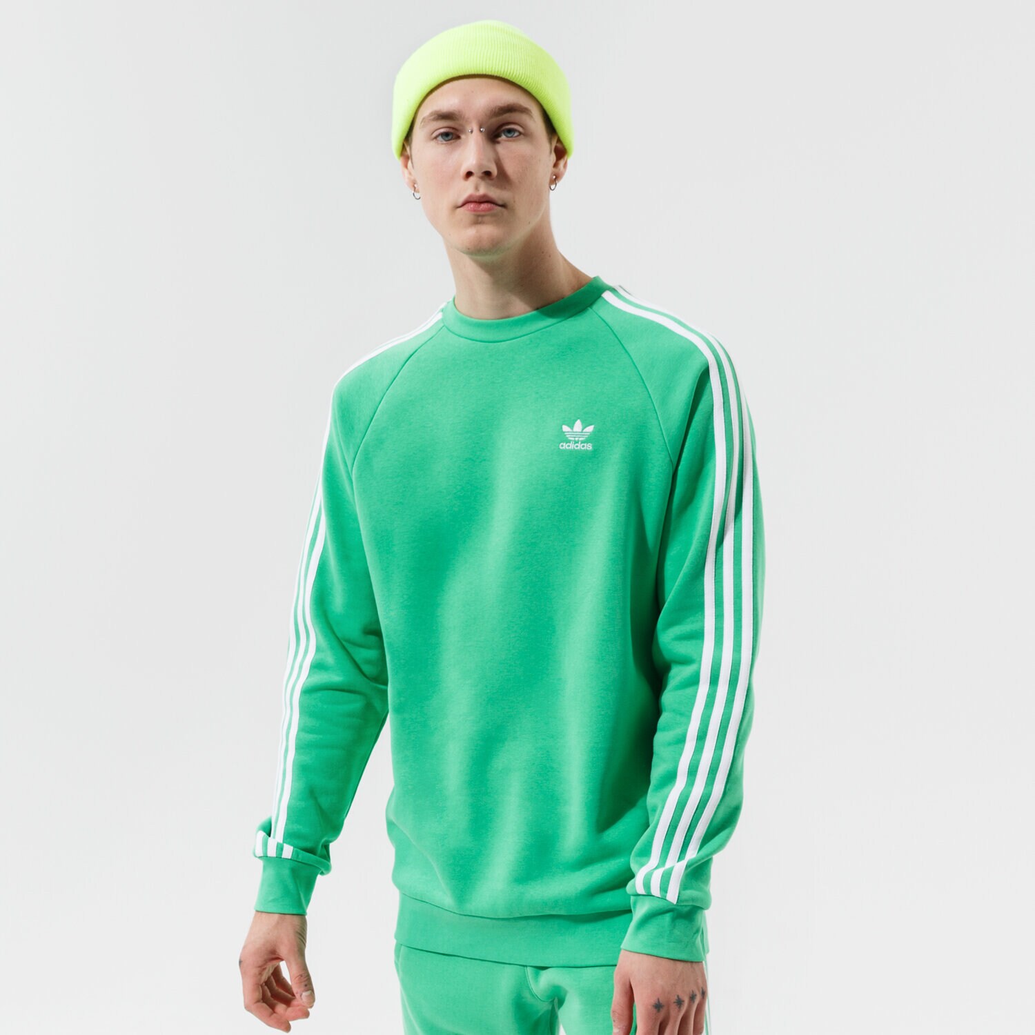 Bluza męska ADIDAS BLUZA 3-STRIPES CREW H06670 ZIELONY