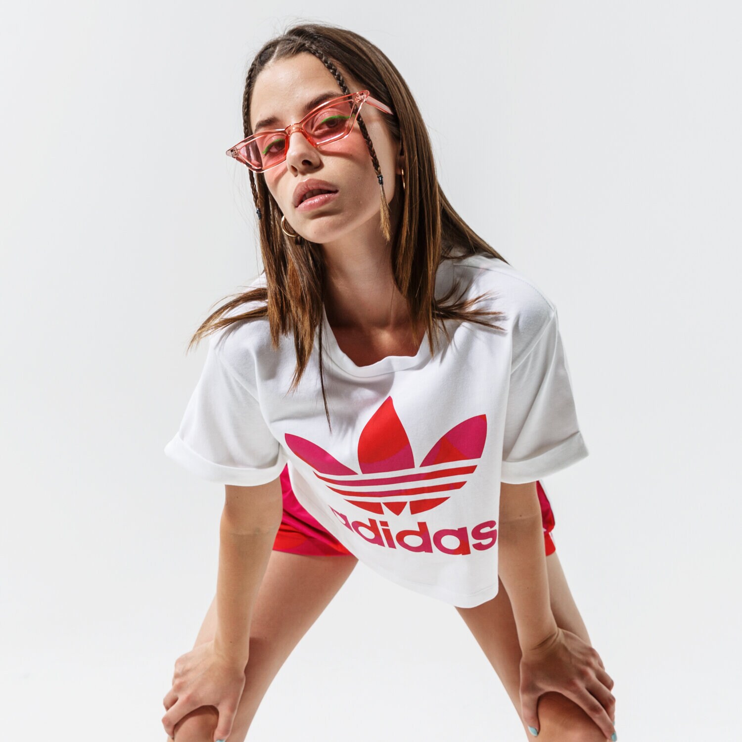 Koszulka, t-shirt damski ADIDAS T-SHIRT CROP TEE H20482 BIAŁY