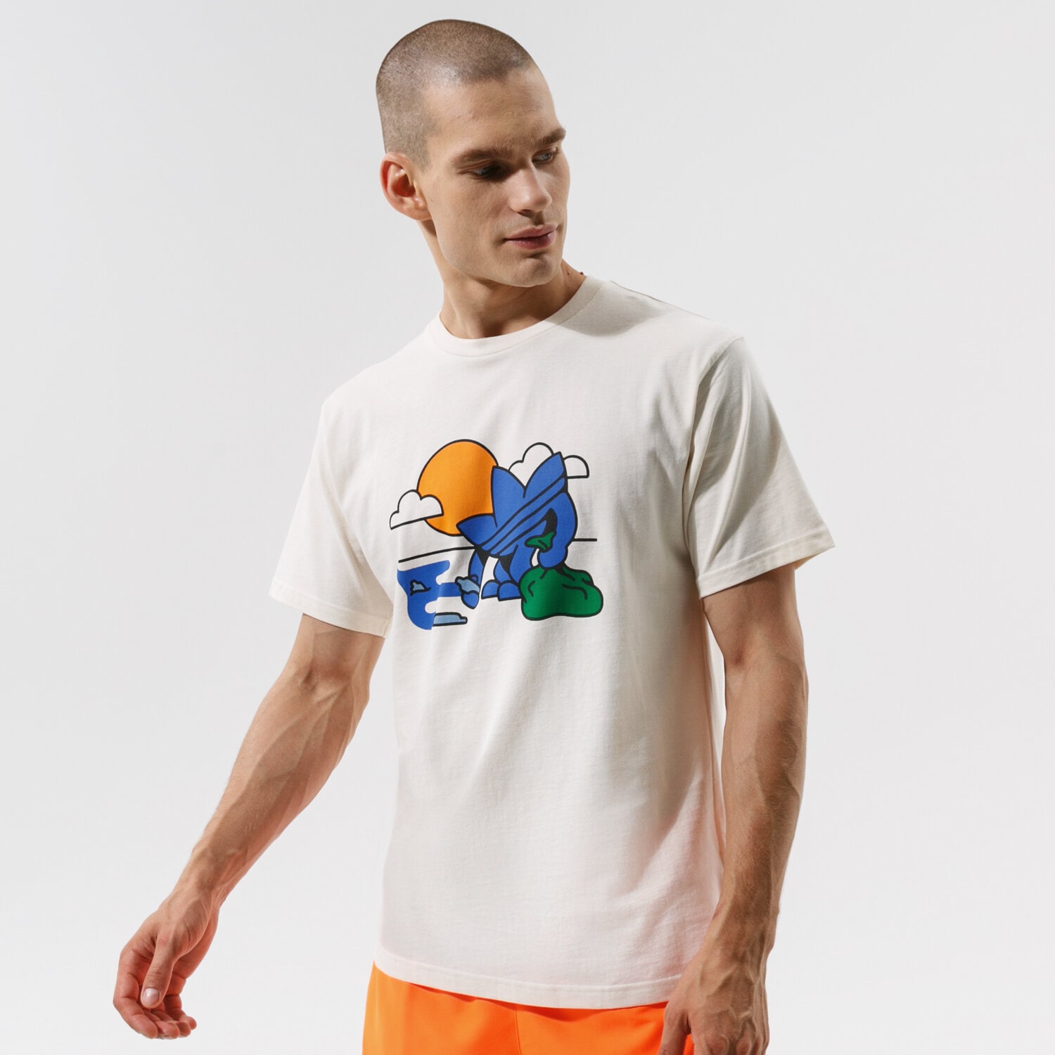 Koszulka, t-shirt sportowy męski ADIDAS T-SHIRT TREFFY RECYCLES H32304 BEŻOWY