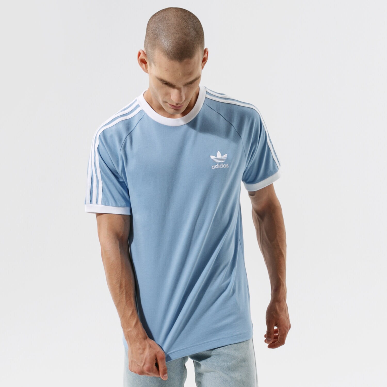 Koszulka, t-shirt sportowy męski ADIDAS T-SHIRT 3-STRIPES TEE H37759 NIEBIESKI