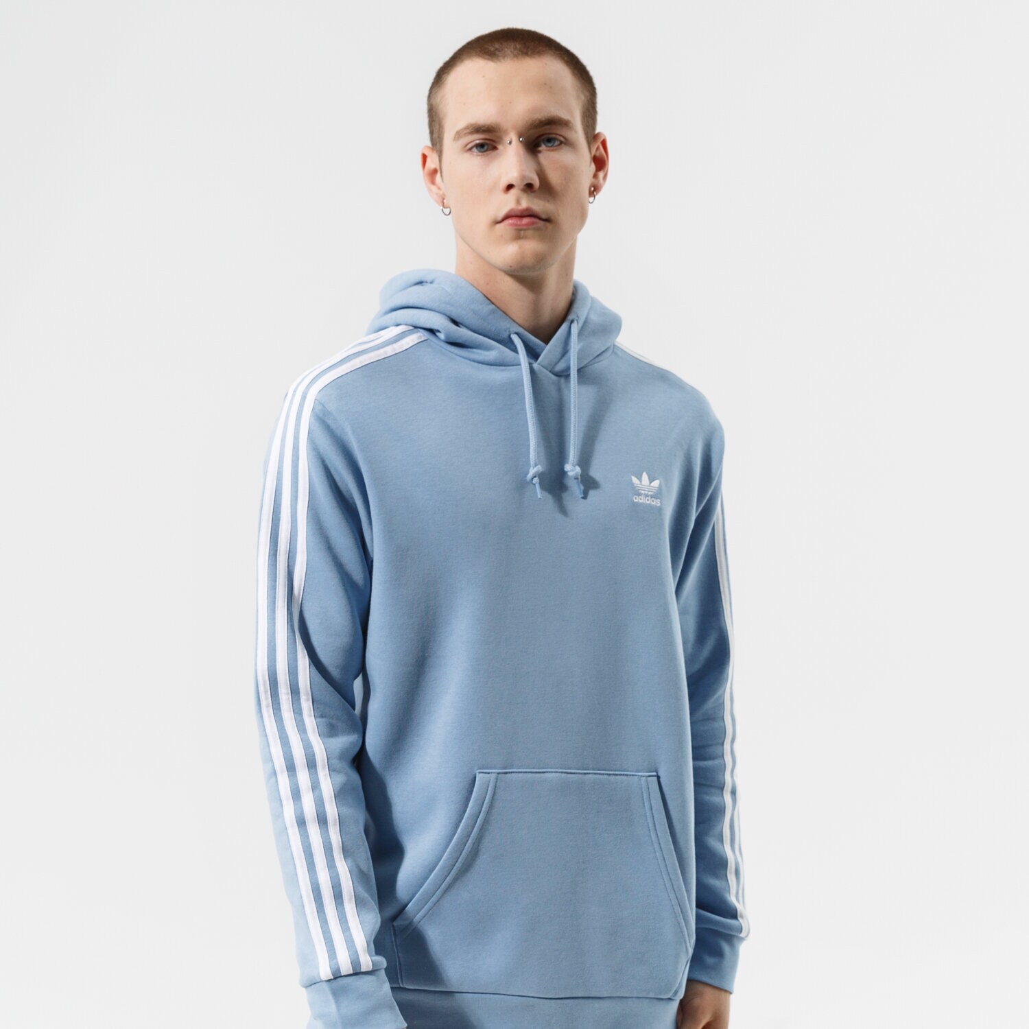 Bluza męska ADIDAS BLUZA Z KAPTUREM 3-STRIPES HOODY H06678 NIEBIESKI