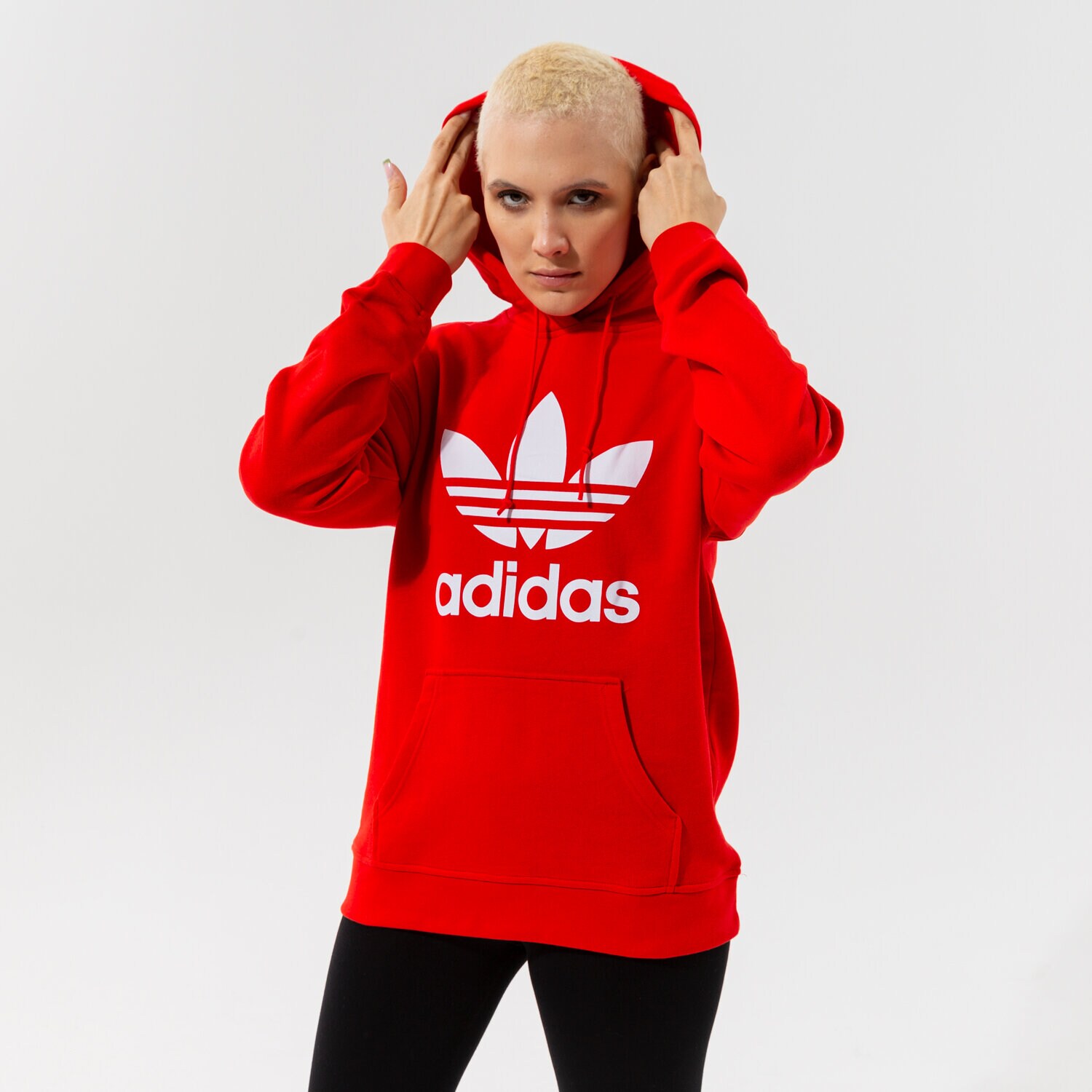 Bluza damska ADIDAS BLUZA Z KAPTUREM TRF HOODIE H33588 CZERWONY