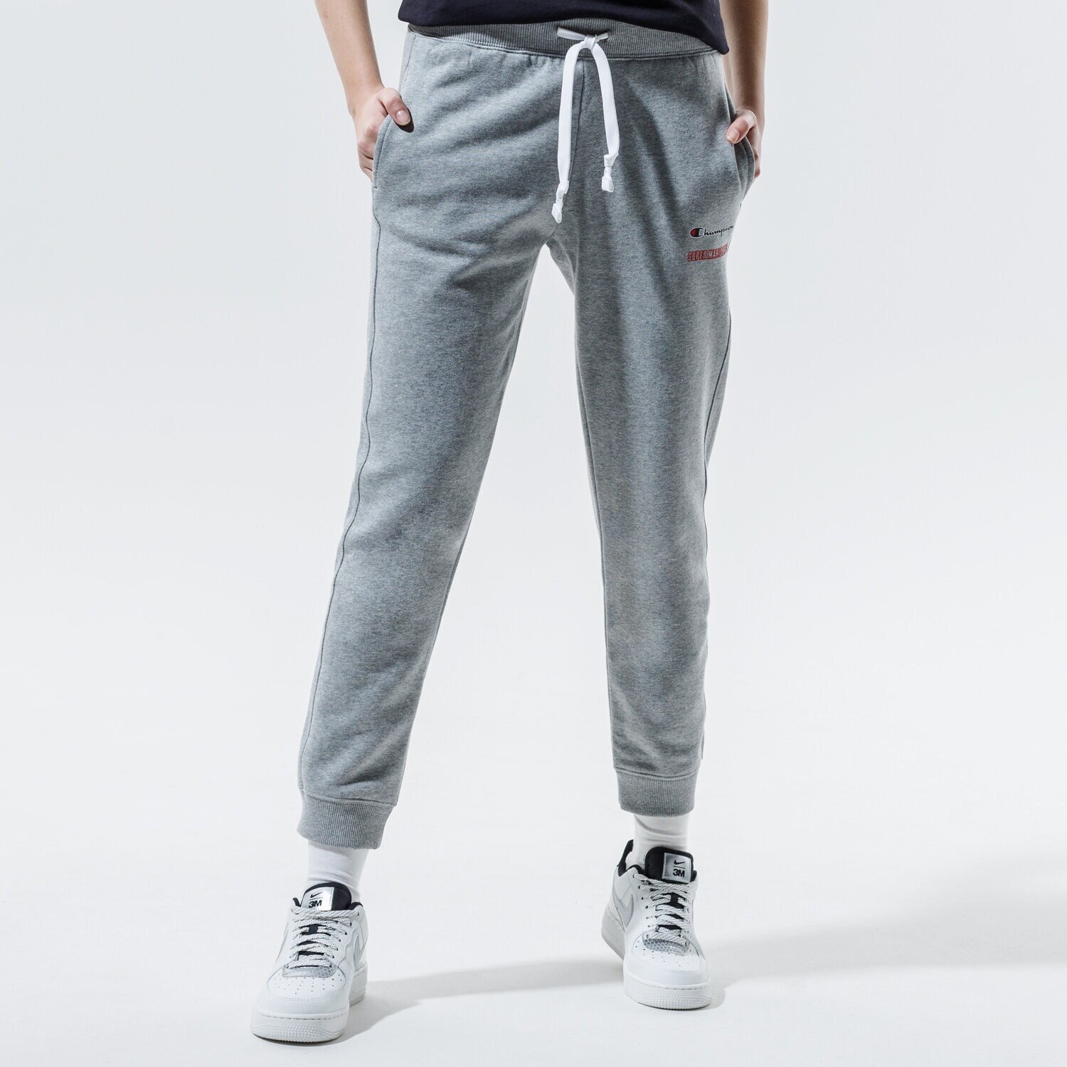 Spodnie sportowe damskie CHAMPION SPODNIE RIB CUFF PANTS 114713EM006 SZARY