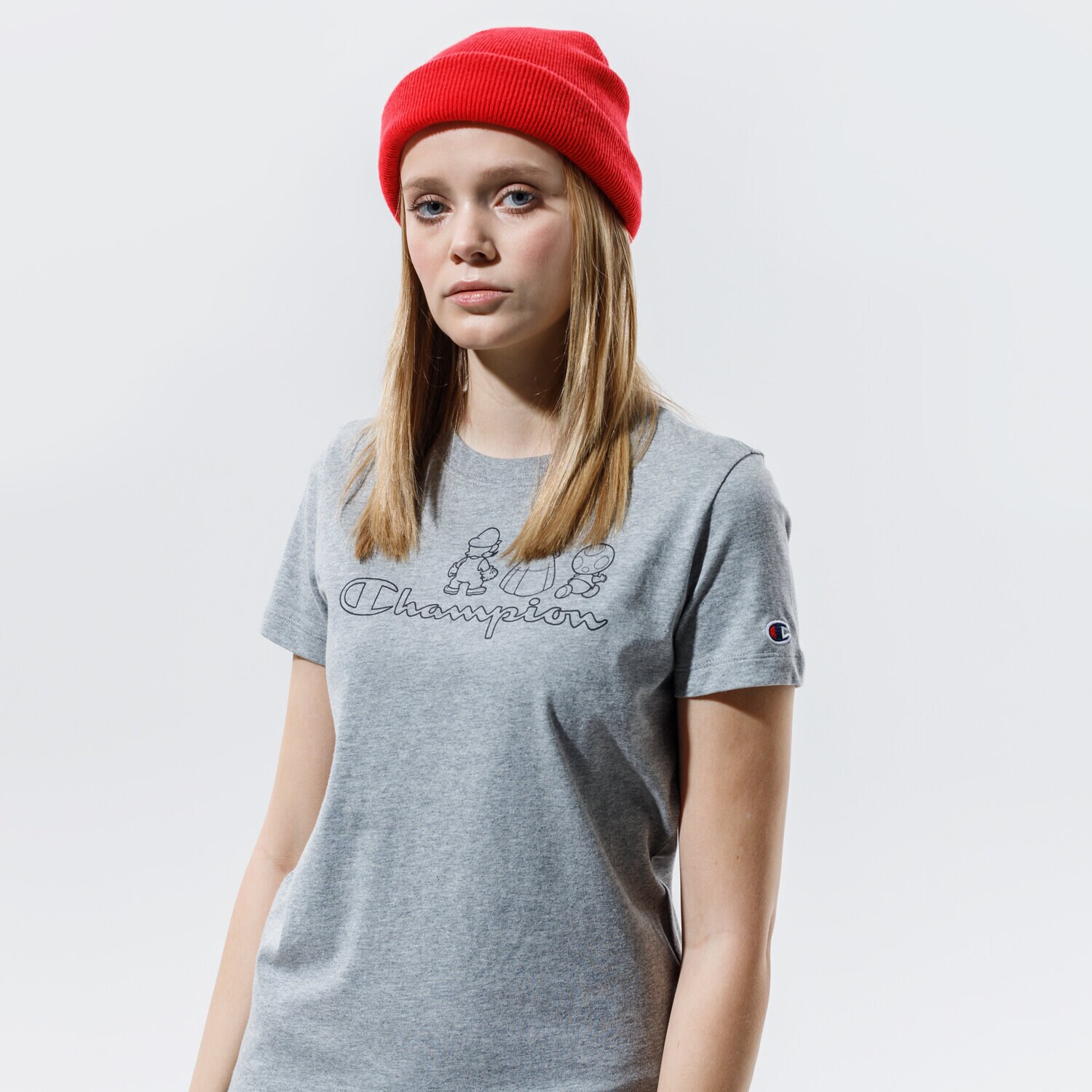 Koszulka, t-shirt damski CHAMPION T-SHIRT CREWNECK T-SHIRT 114714EM006 SZARY