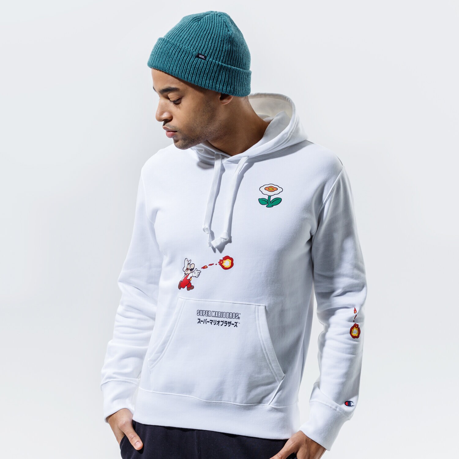 Bluza męska CHAMPION BLUZA Z KAPTUREM HOODED SWEATSHIRT 216868WW001 BIAŁY