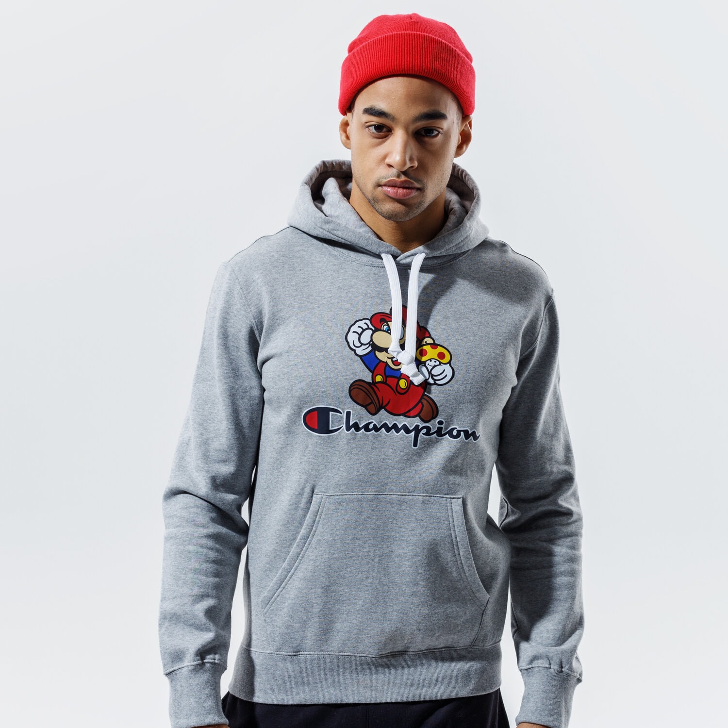 Bluza męska CHAMPION BLUZA Z KAPTUREM HOODED SWEATSHIRT 216868EM006 SZARY