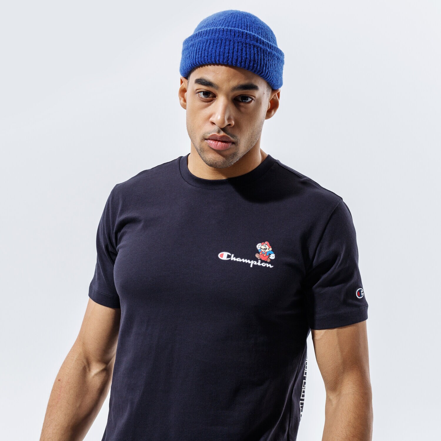 Koszulka, t-shirt sportowy męski CHAMPION T-SHIRT CREWNECK T-SHIRT 216871KK001 CZARNY