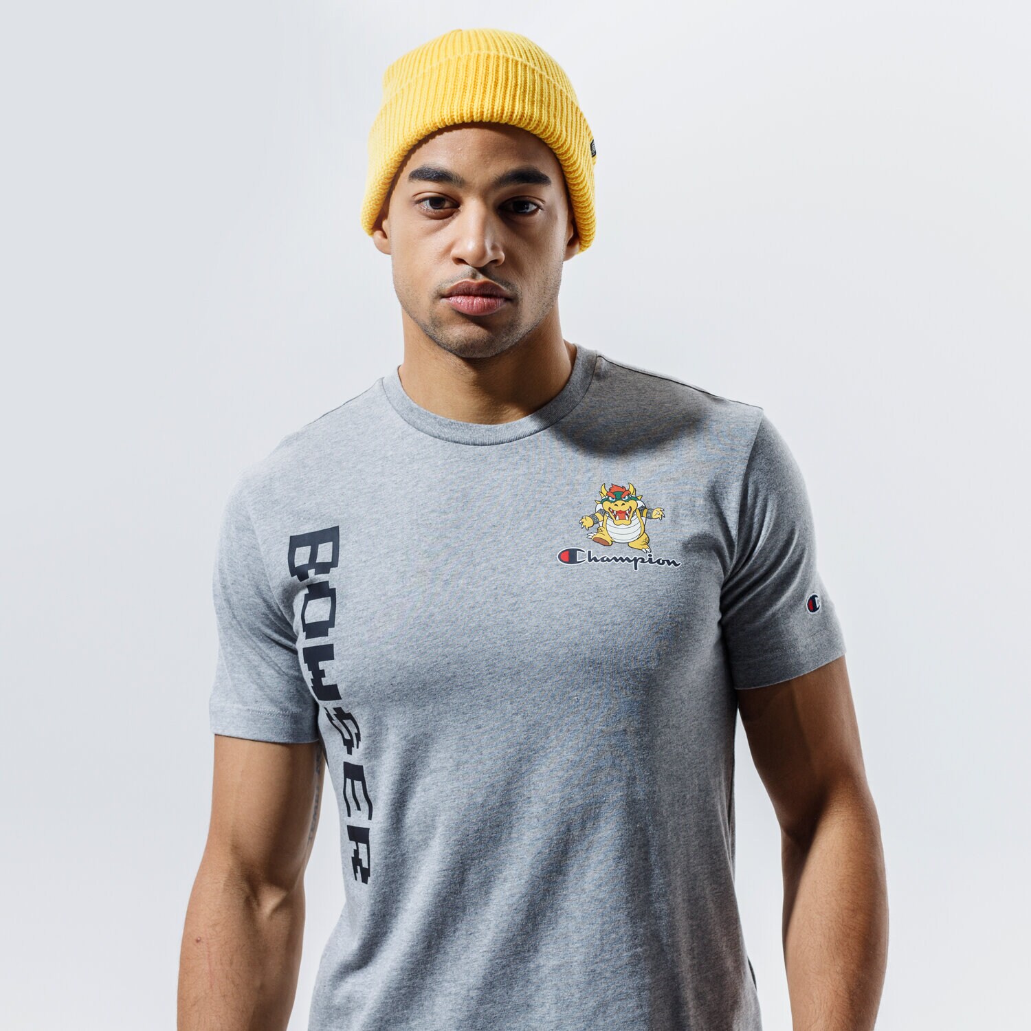 Koszulka, t-shirt sportowy męski CHAMPION T-SHIRT CREWNECK T-SHIRT 216871EM006 SZARY