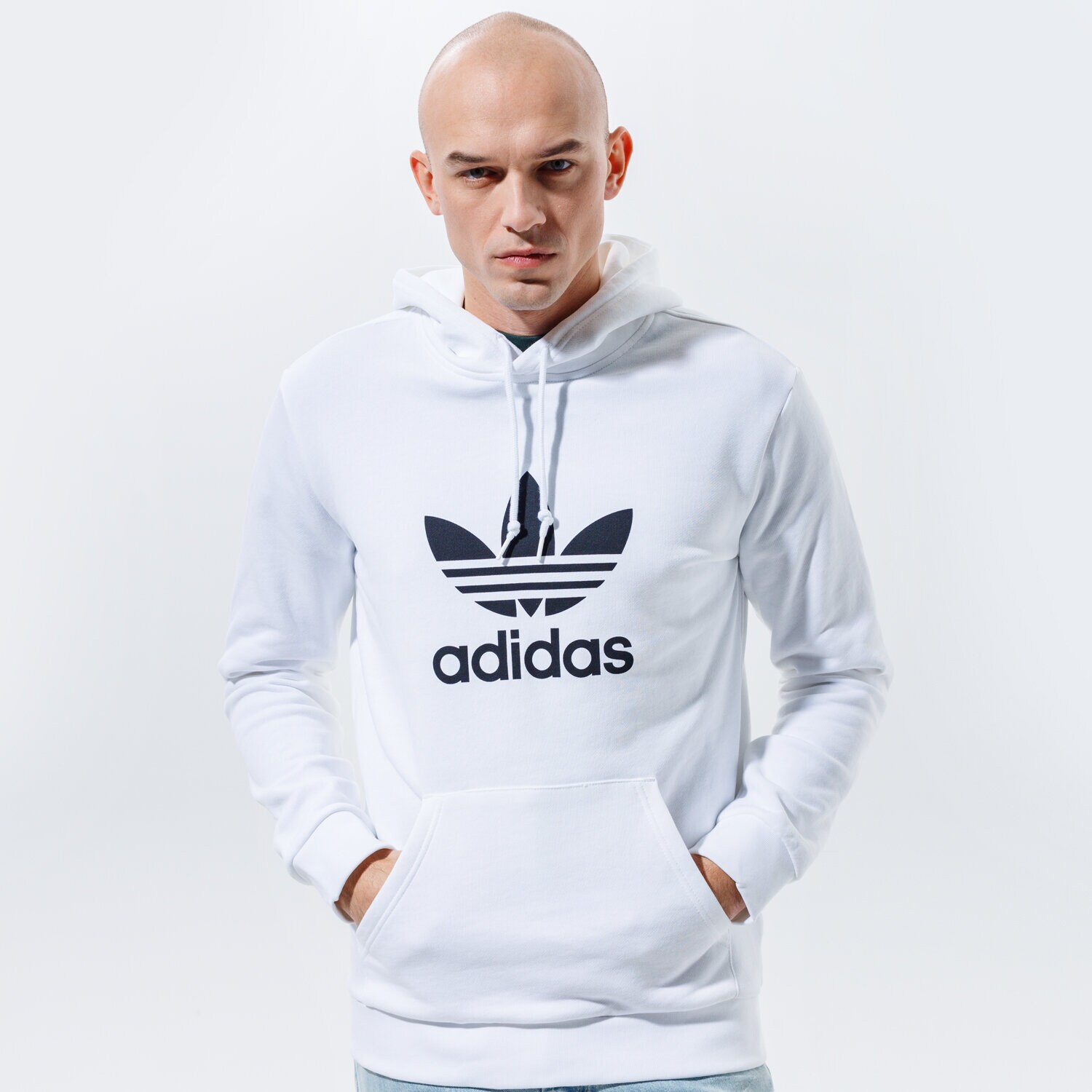 Bluza męska ADIDAS BLUZA Z KAPTUREM TREFOIL HOODIE ADICOLOR DU7780 BIAŁY
