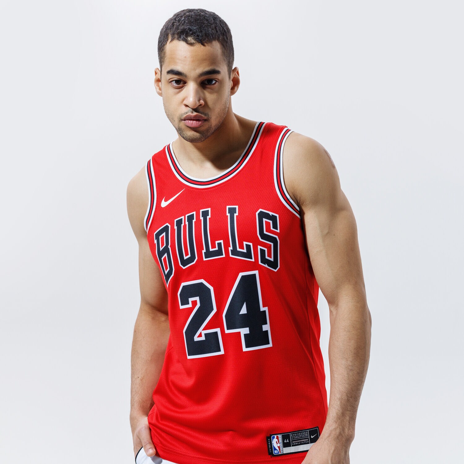 Koszulka, t-shirt sportowy męski NIKE TANK CHICAGO BULLS MARKKANEN SWINGMAN ICON 2020 NBA CW3660-658 CZERWONY