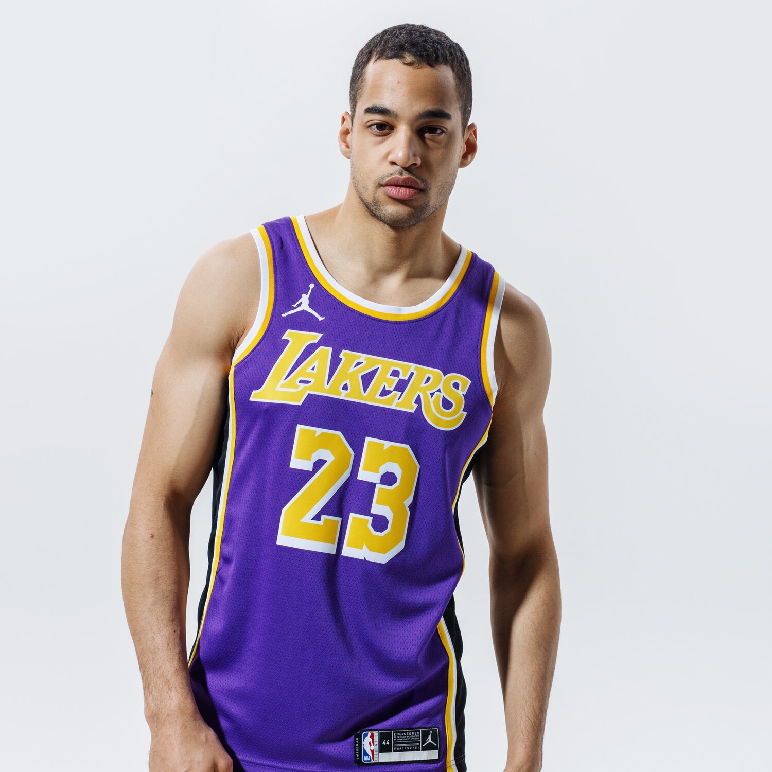 Koszulka, t-shirt sportowy męski JORDAN TANK LAKERS JAMES SWINGMAN STMT 2020 NBA CV9481-508 FIOLETOWY