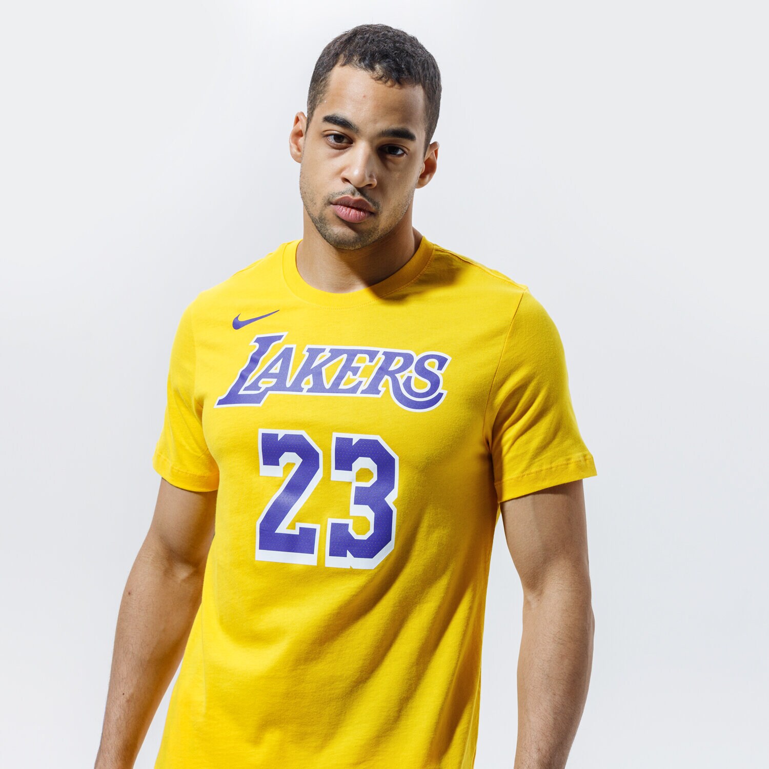 Koszulka, t-shirt sportowy męski NIKE T-SHIRT LAKERS JAMES TEE NBA CV8528-730 ŻÓŁTY