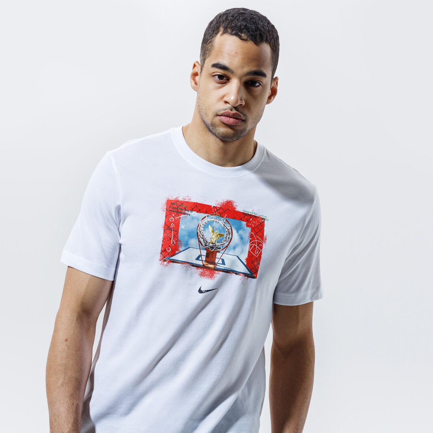 Koszulka, t-shirt sportowy męski NIKE T-SHIRT M NK DRY OC PHOTO SS TEE DB5991-100 BIAŁY