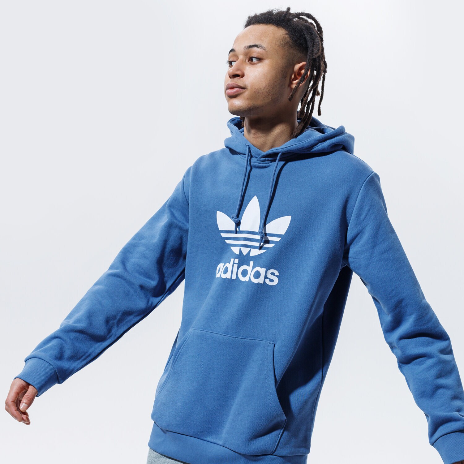 Bluza męska ADIDAS BLUZA Z KAPTUREM TREFOIL HOODIE GN3460 NIEBIESKI