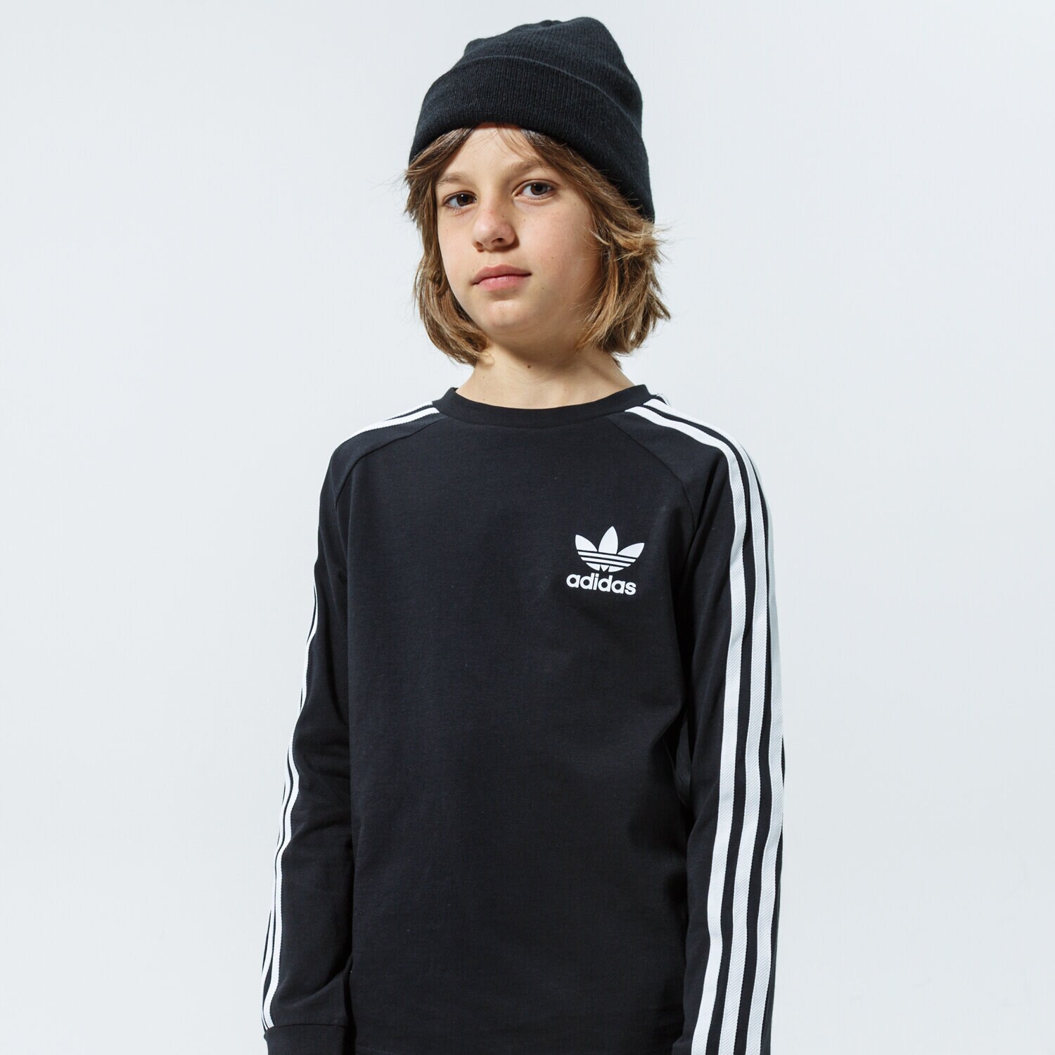 Koszulka, t-shirt dla dzieci ADIDAS T-SHIRT 3STRIPES LS MM FM5656 CZARNY
