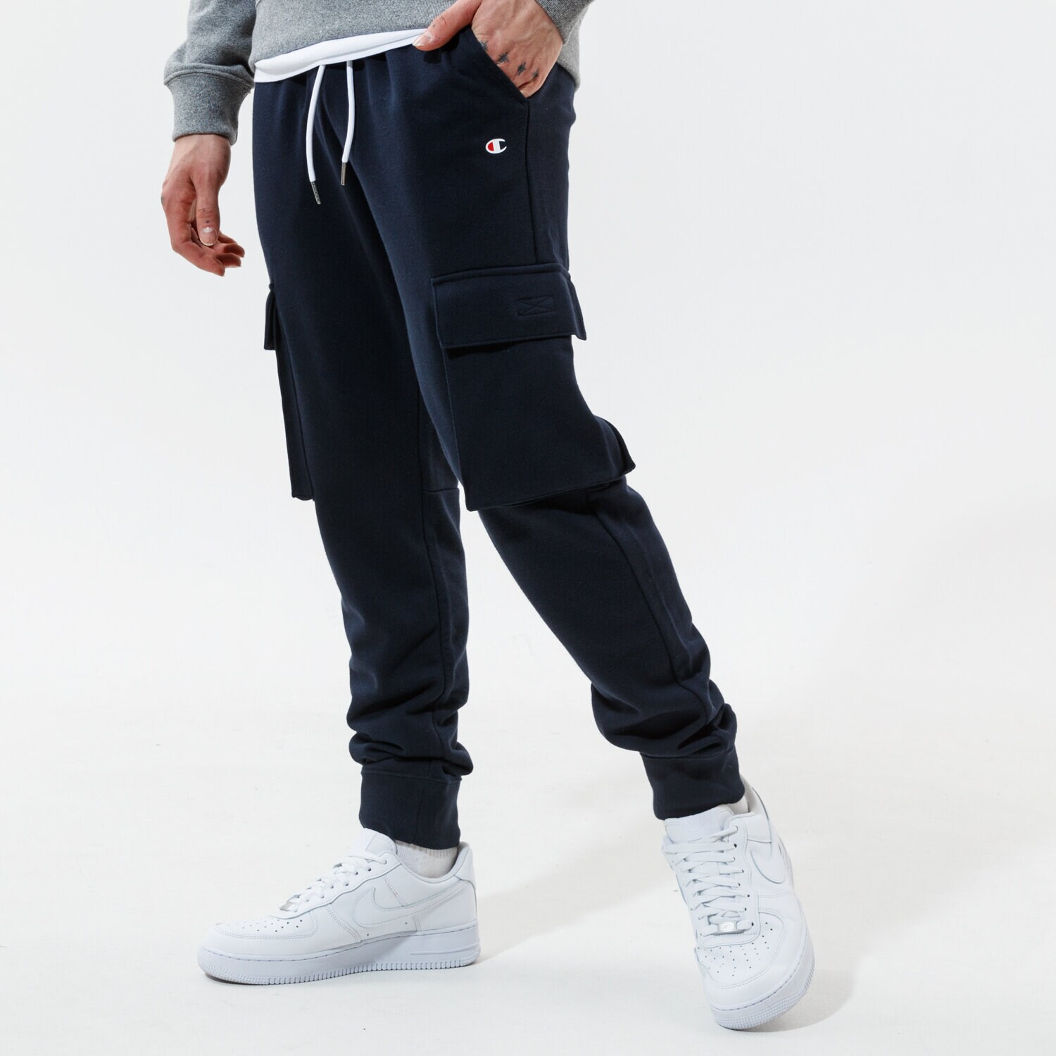 Spodnie sportowe męskie CHAMPION SPODNIE RIB CUFF PANTS 216017BS501 GRANATOWY