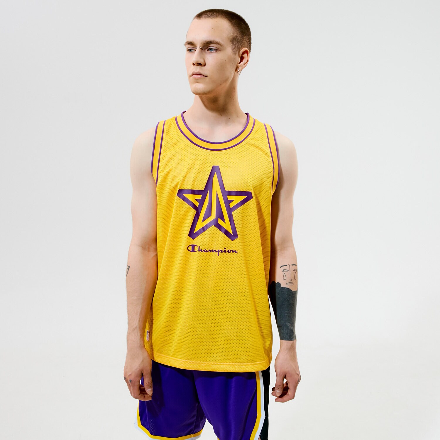 Koszulka, t-shirt sportowy męski CHAMPION T-SHIRT TANK TOP 215016YS022 ŻÓŁTY