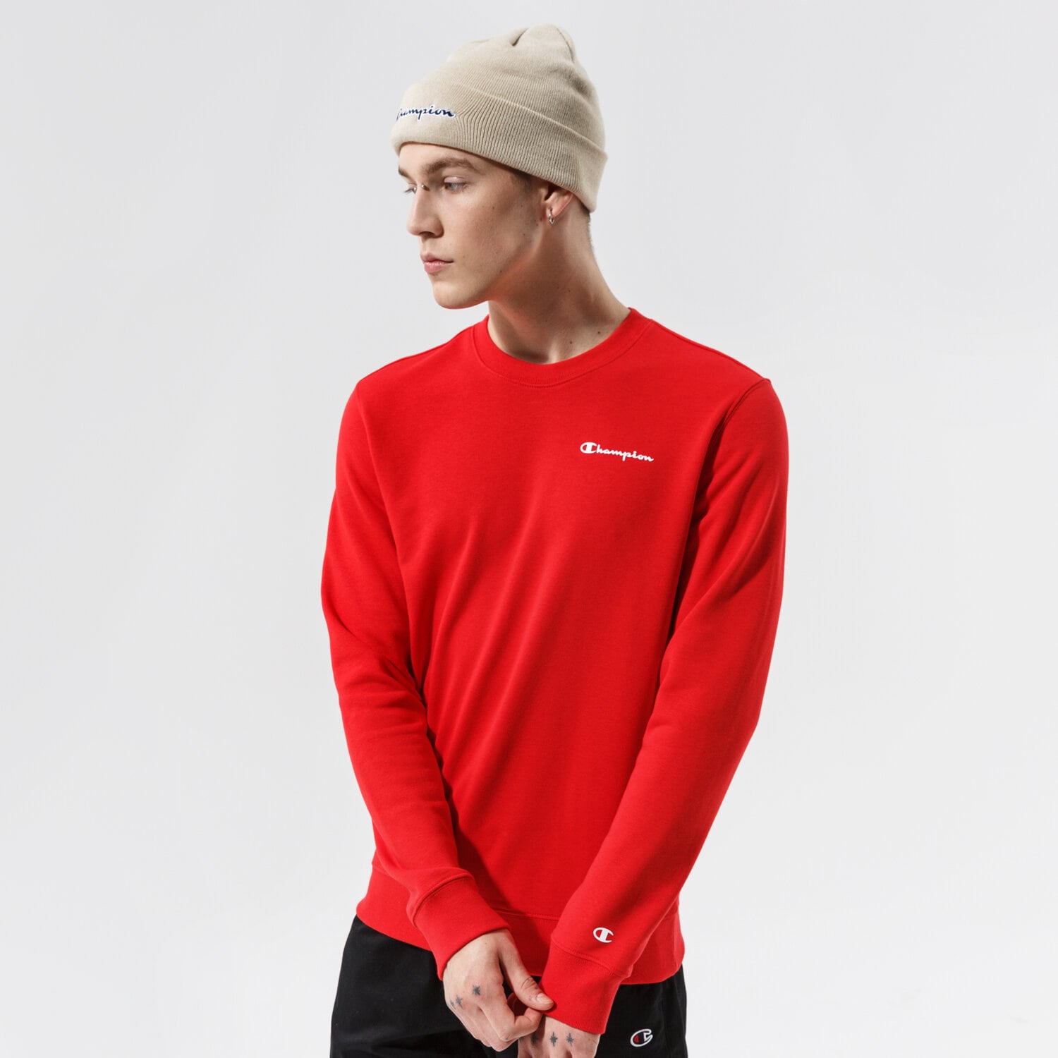 Bluza męska CHAMPION BLUZA CREWNECK SWEATSHIRT 214151RS046 CZERWONY
