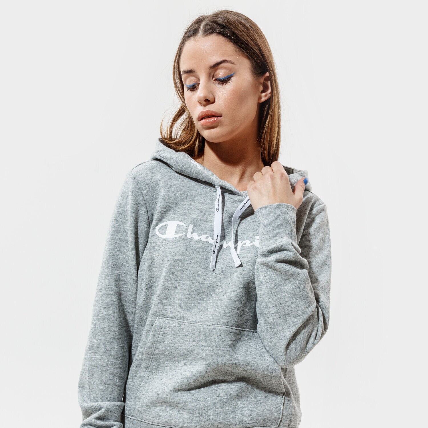 Bluza damska CHAMPION BLUZA Z KAPTUREM HOODED SWEATSHIRT 112580EM029 SZARY