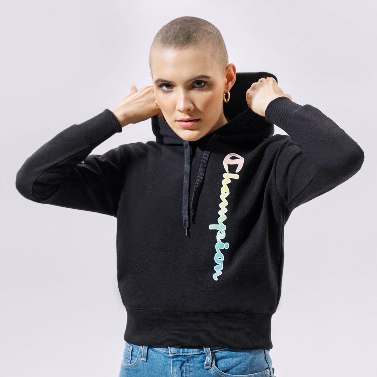 Bluza damska CHAMPION BLUZA Z KAPTUREM HOODED SWEATSHIRT 114076KK001 CZARNY