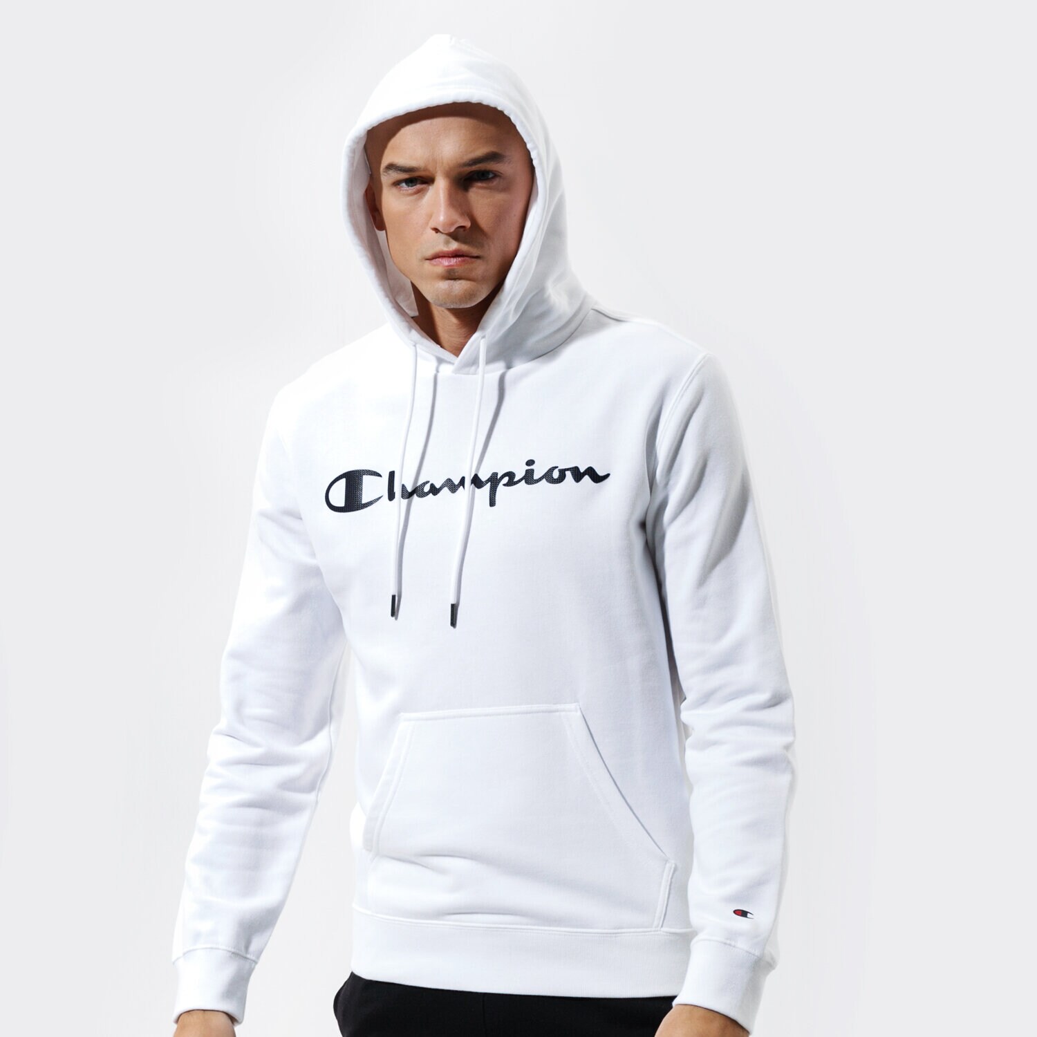 Bluza męska CHAMPION BLUZA Z KAPTUREM HOODED SWEATSHIRT 214138WW001 BIAŁY