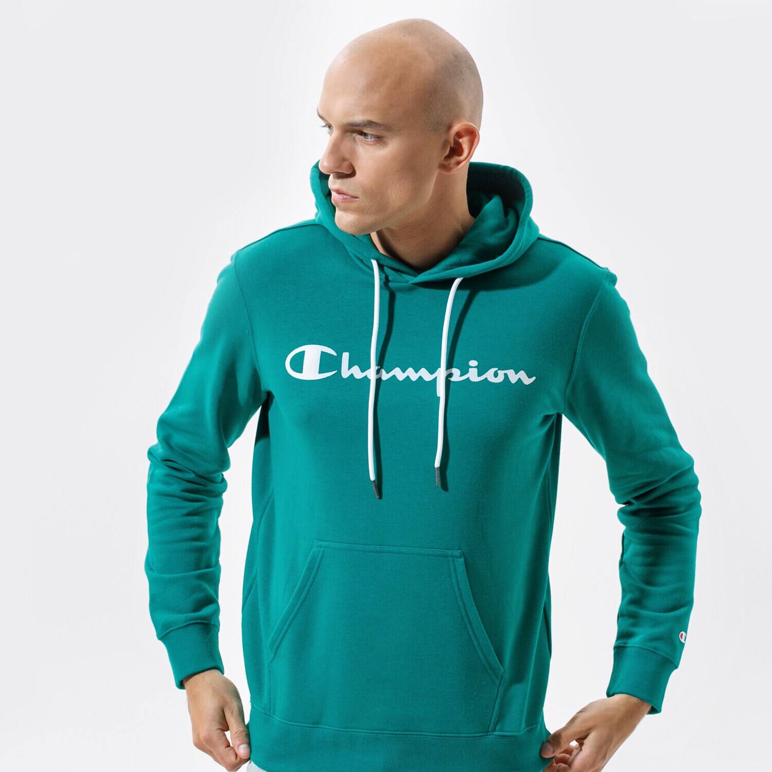 Bluza męska CHAMPION BLUZA Z KAPTUREM HOODED SWEATSHIRT 214138GS040 ZIELONY