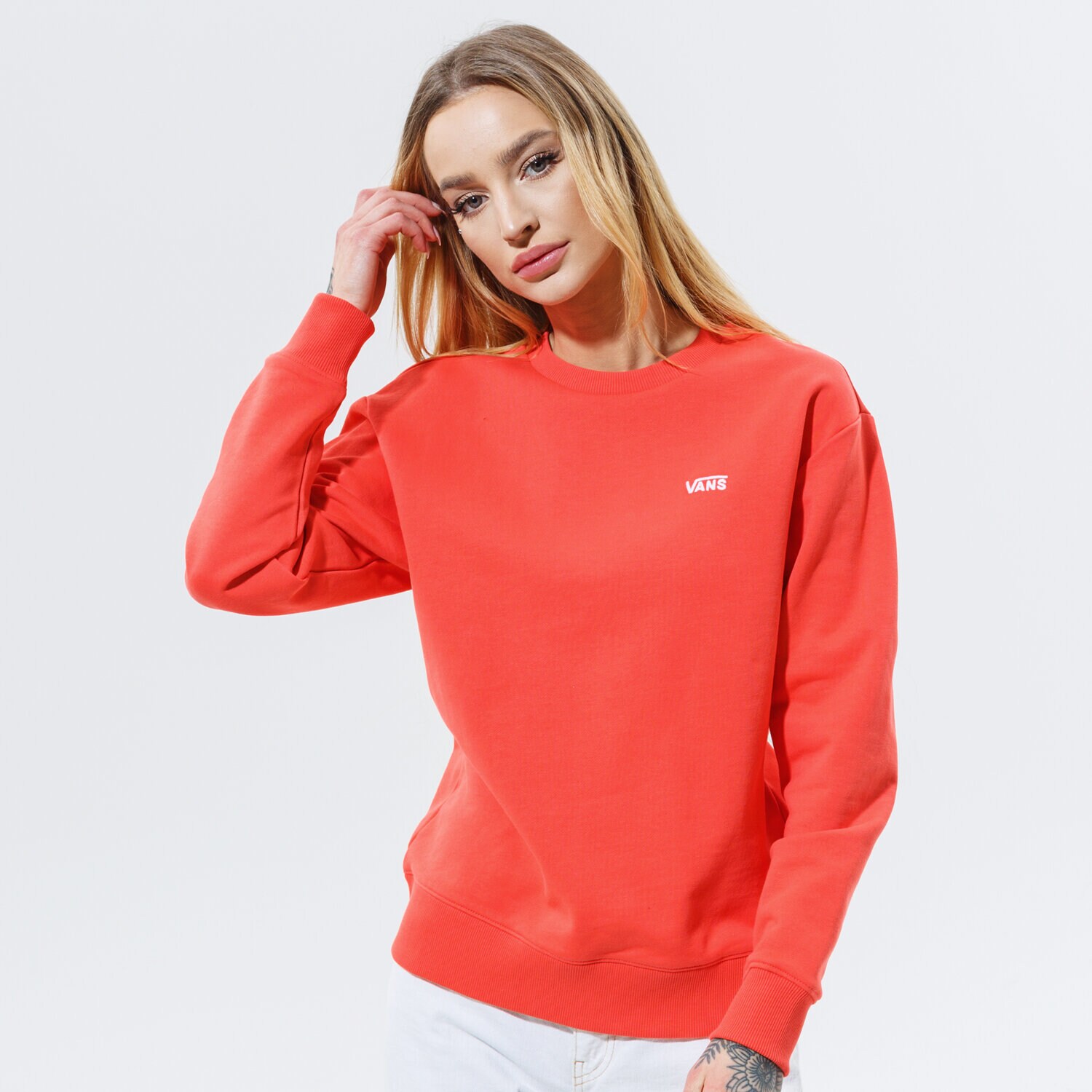 Bluza damska VANS BLUZA WM FLYING V BF FT CREW HOT CORAL VN0A5AQ1LM31 POMARAŃCZOWY