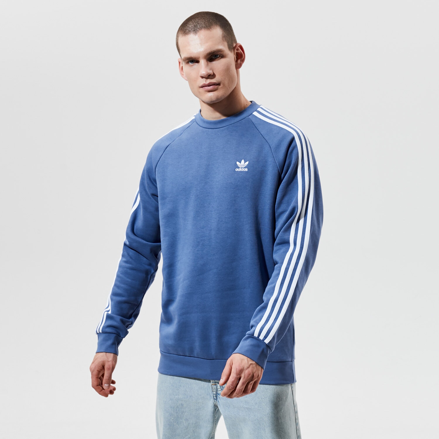 Bluza męska ADIDAS BLUZA 3-STRIPES CREW GN3482 NIEBIESKI