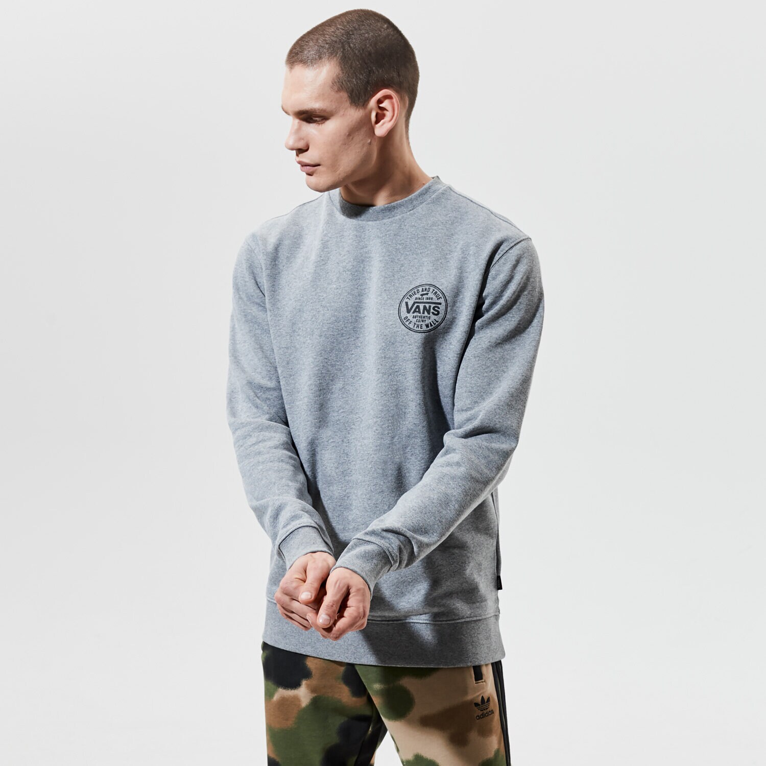 Bluza męska VANS BLUZA MN TRIED AND TRUE CREW CEMENT HEATHER VN0A54AY02F1 SZARY