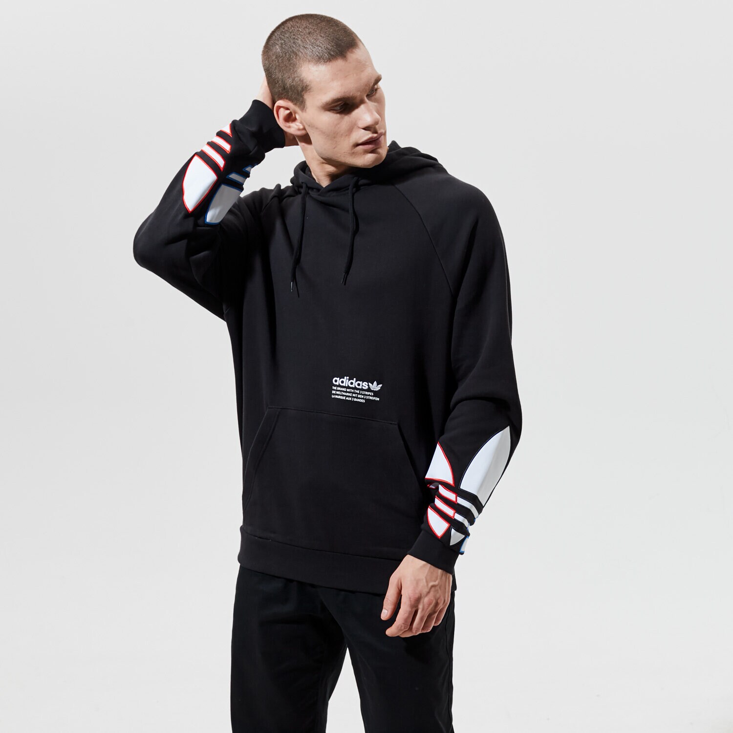 Bluza męska ADIDAS  BLUZA Z KAPTUREM TRICOL HOODY GN3570 CZARNY