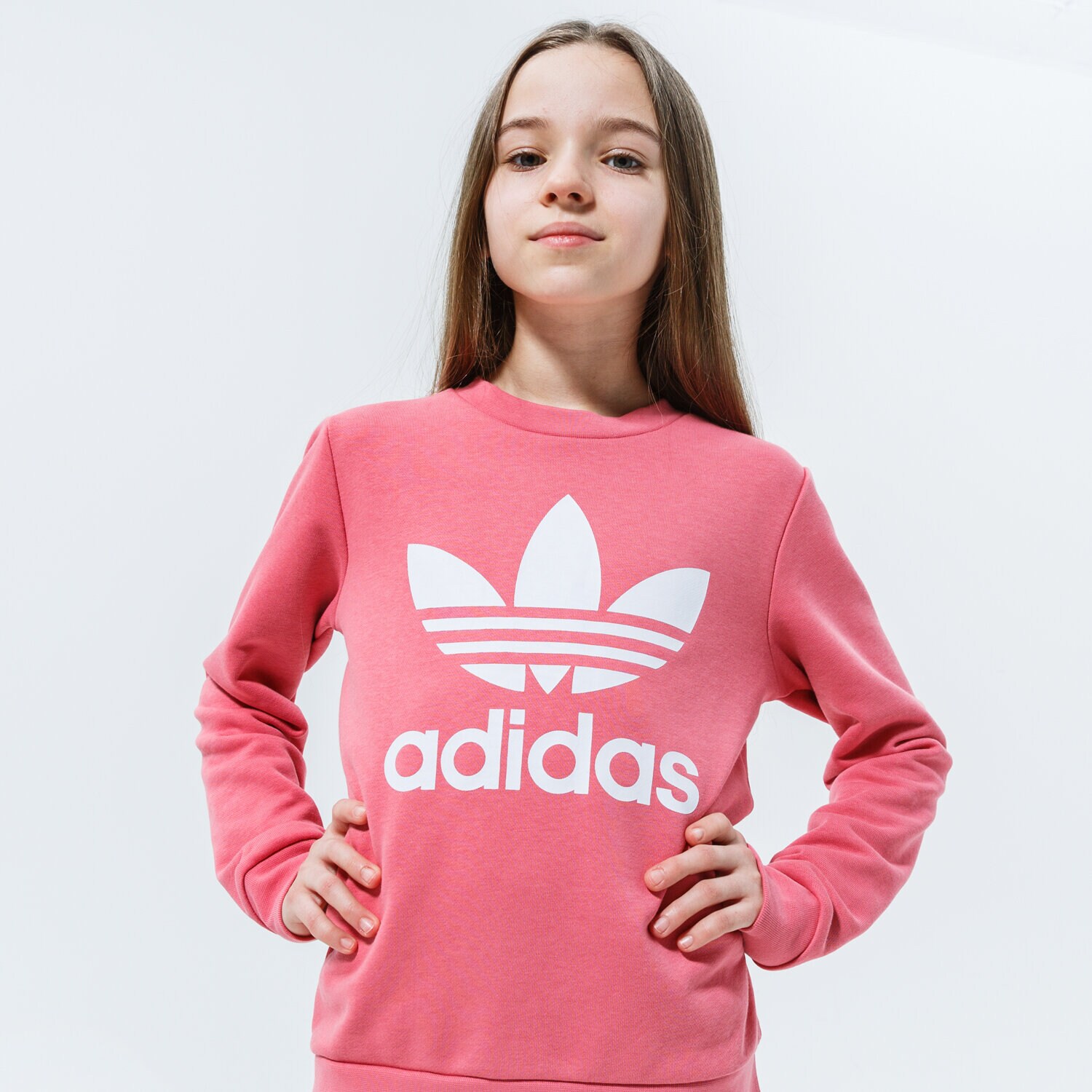 Sportowa bluza dziecięca ADIDAS BLUZA TREFOIL CREW WW GN8253 RÓŻOWY