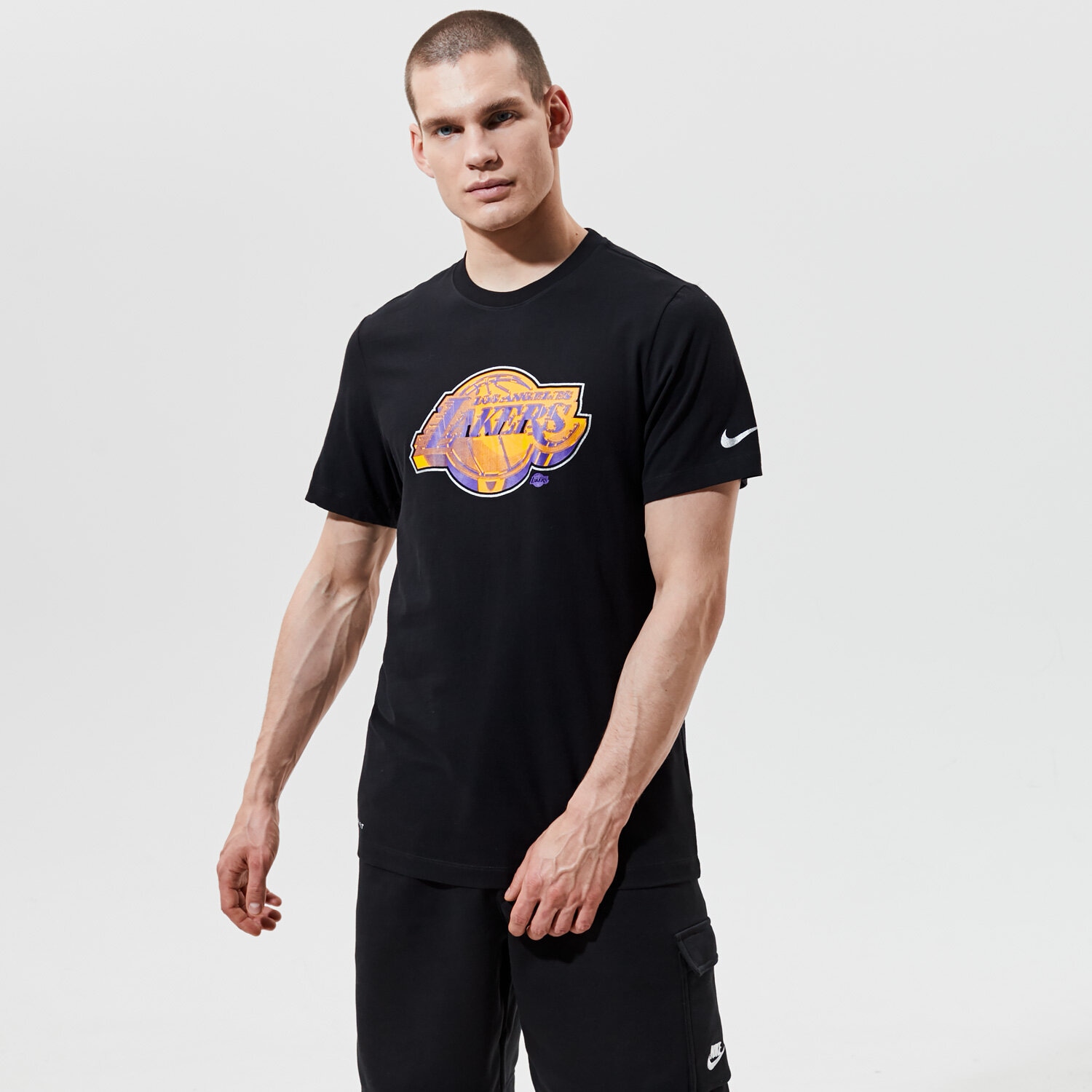 Koszulka, t-shirt sportowy męski NIKE T-SHIRT LOS ANGELES LAKERS TEE EARNED EDITION NBA CZ7273-010 CZARNY