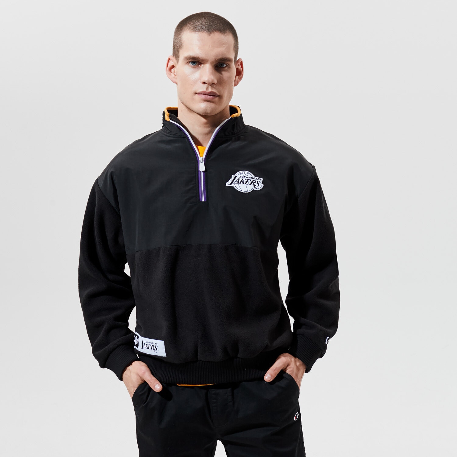 Bluza męska NEW ERA POLAR NBA 1/4 ZIP FLEECE LAKERS LOS ANGELES LAKERS B 12553331 CZARNY