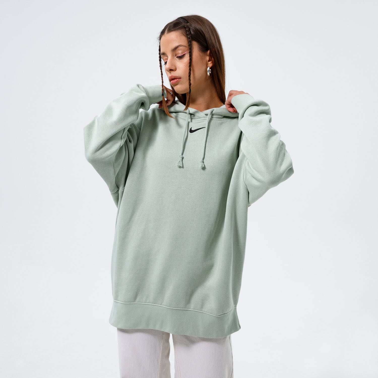 Bluza damska NIKE BLUZA Z KAPTUREM W NSW ESSNTL CLCTN FLC OS HD DJ7668-017 ZIELONY