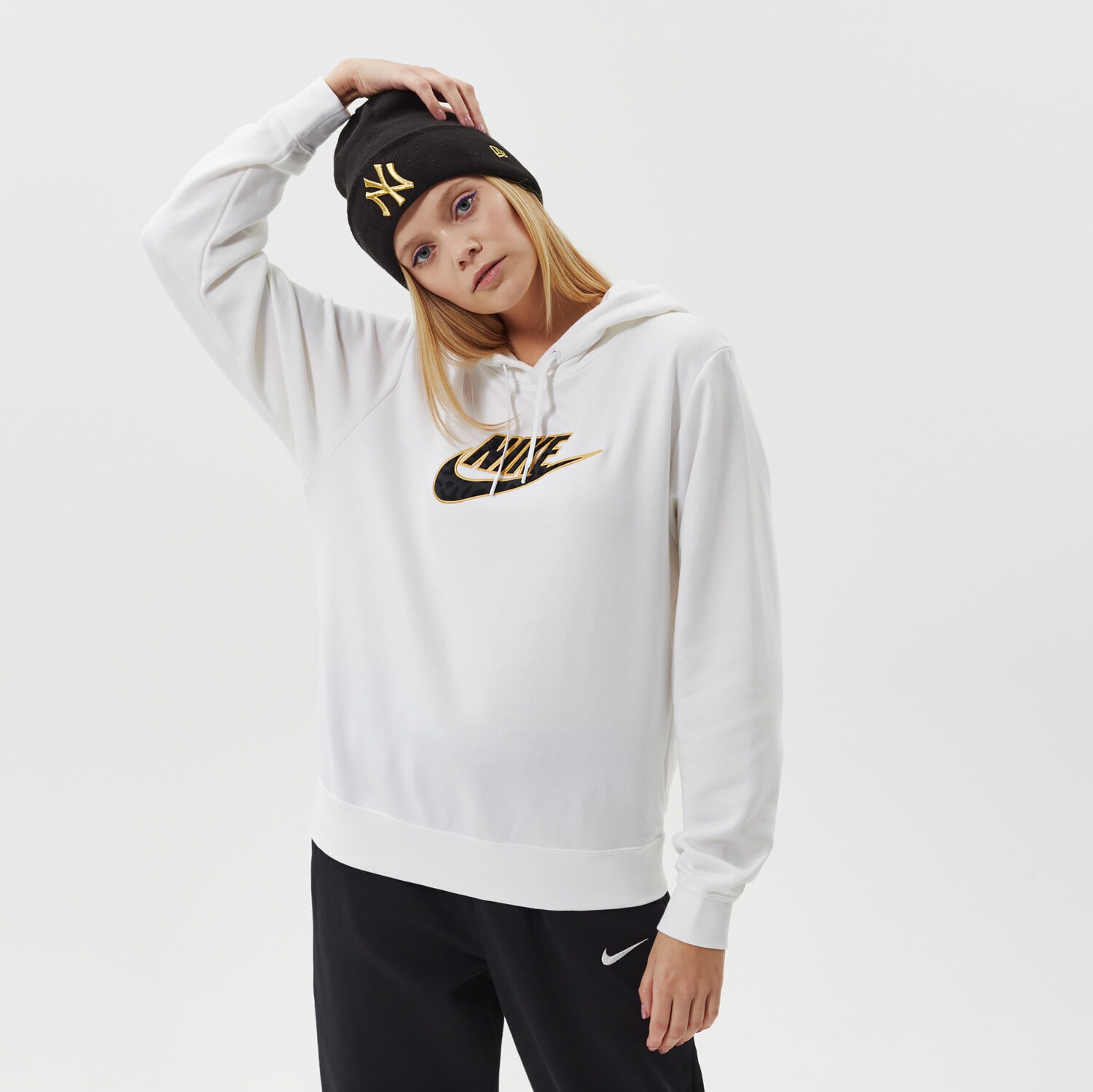 Bluza damska NIKE BLUZA Z KAPTUREM W NSW FLC GX PRNT HOODIE FTRA DD5838-100 BIAŁY