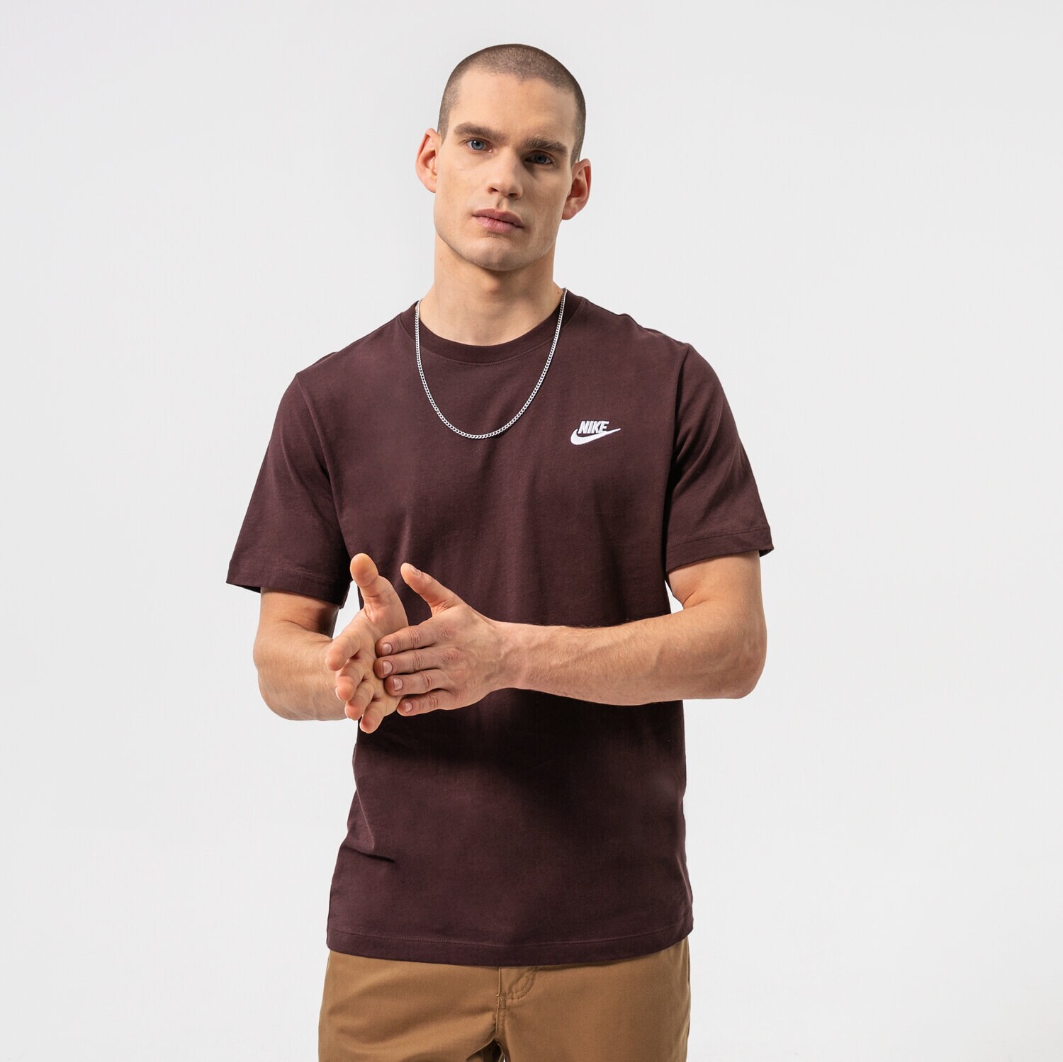 Koszulka, t-shirt sportowy męski NIKE T-SHIRT SPORTSWEAR CLUB AR4997-203 BORDOWY