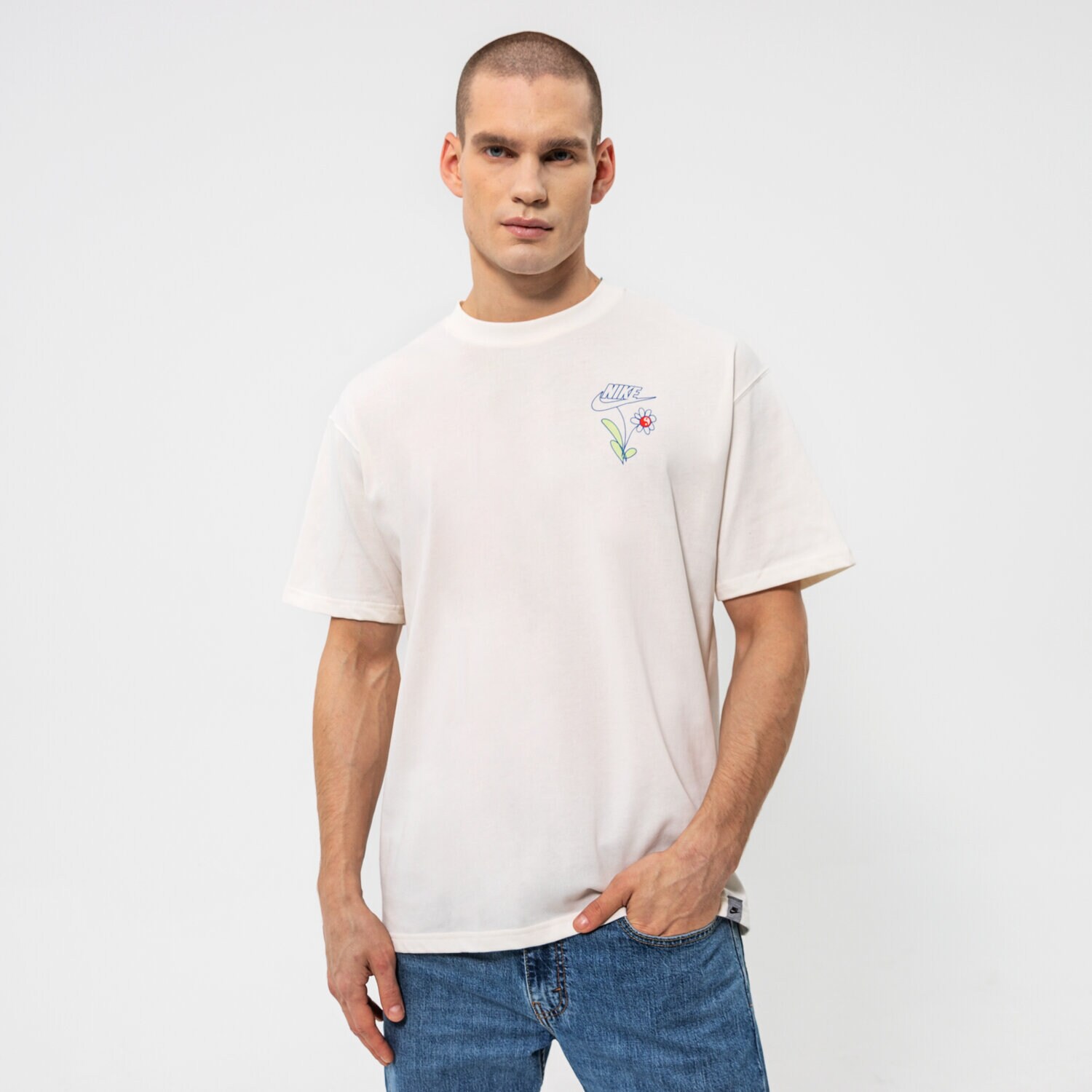 Koszulka, t-shirt sportowy męski NIKE T-SHIRT M NSW M2Z TEE 1 DM2188-902 BEŻOWY